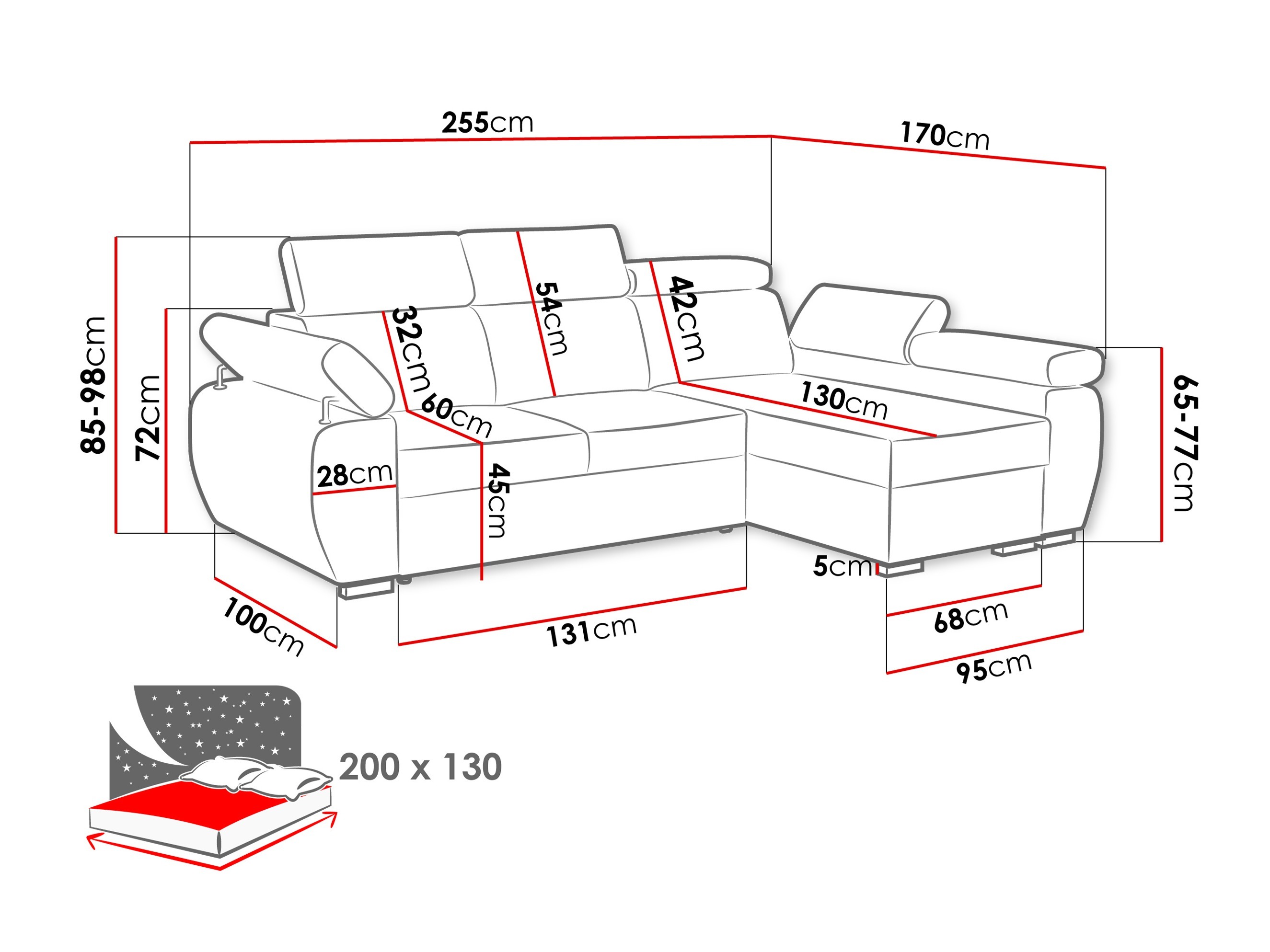 Canapé d'angle Columbus 132 (Flow 17)