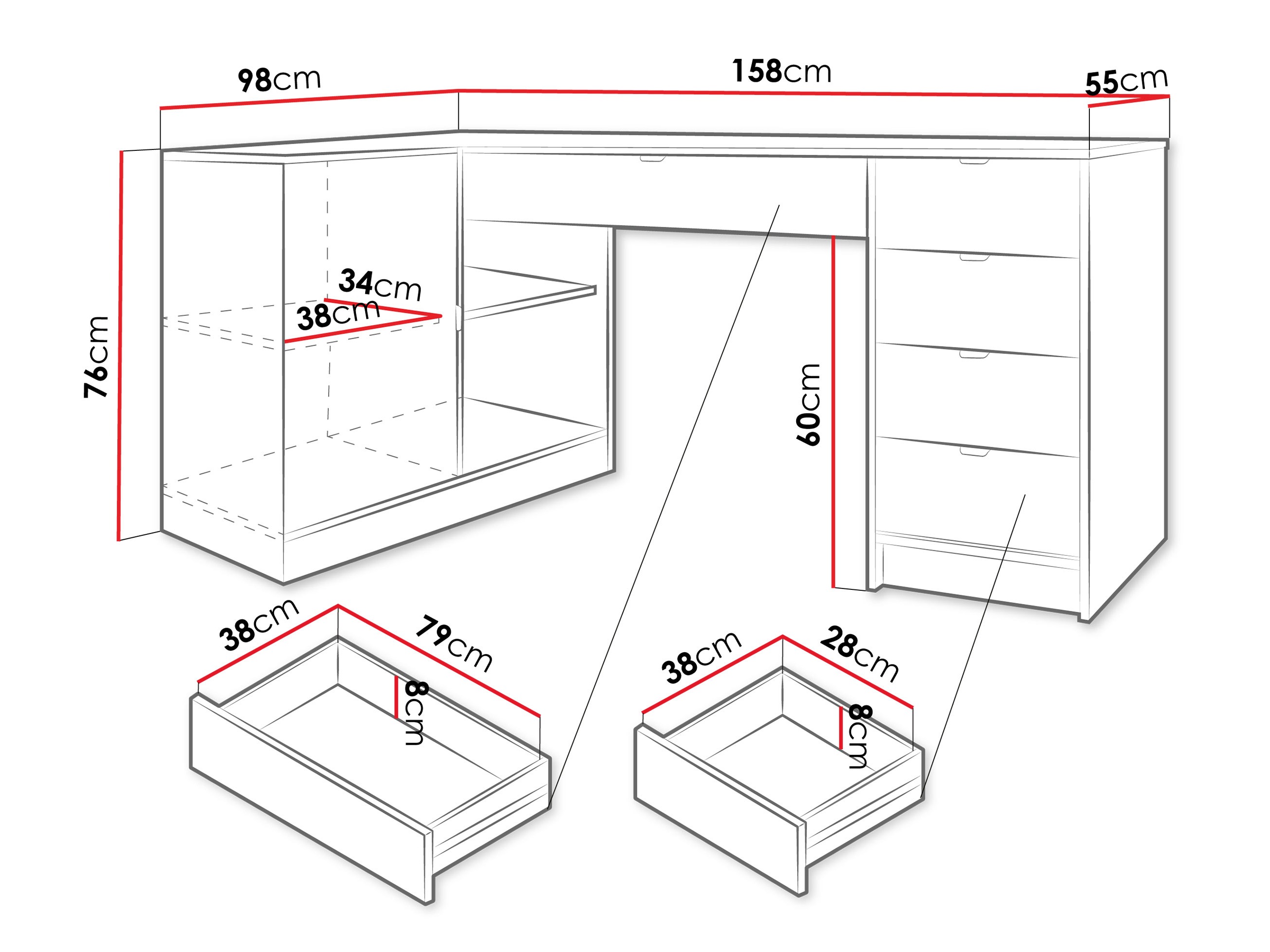 Bureau d'angle Comfivo Papilio II (Noyer)