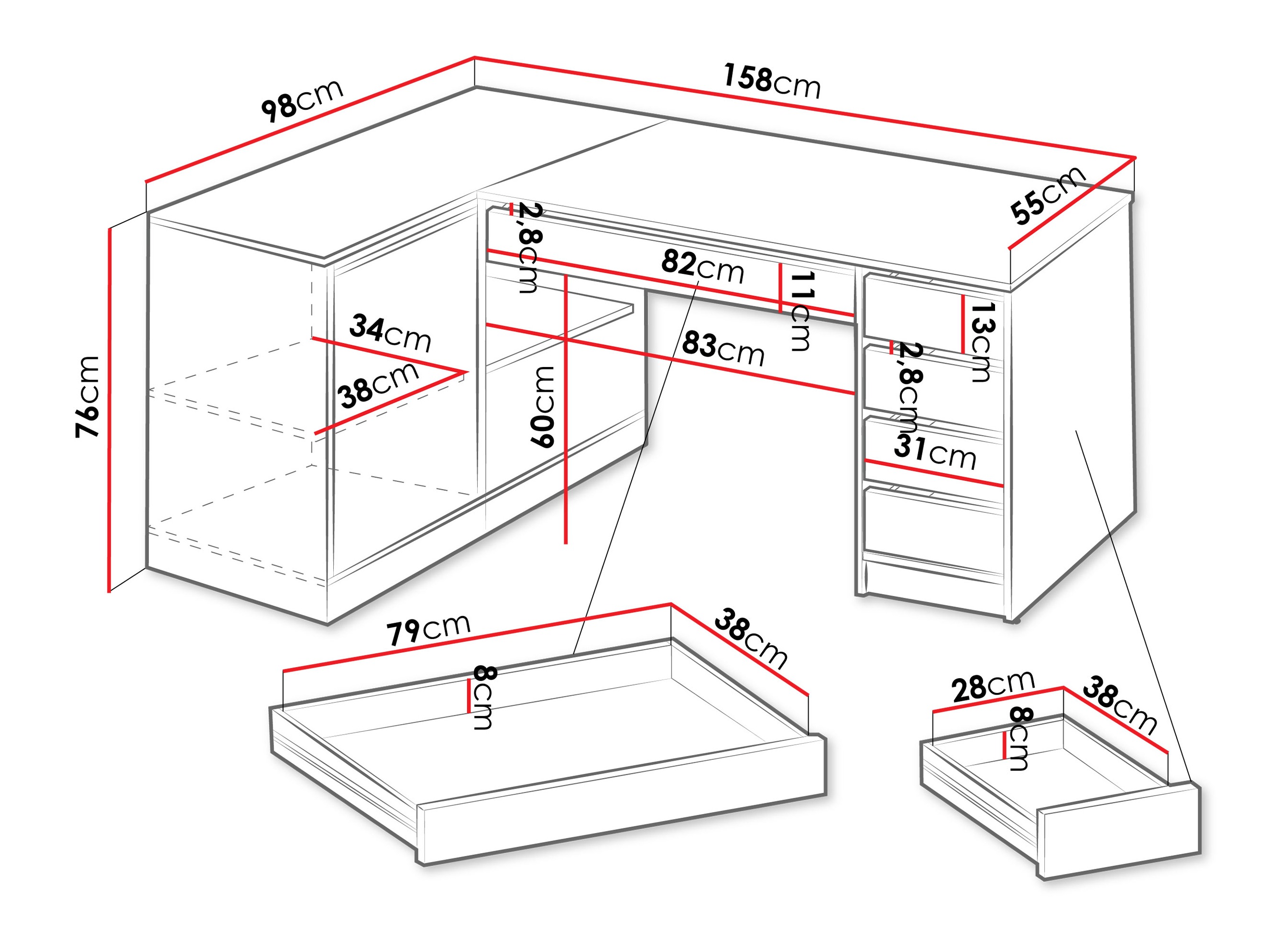 Bureau d'angle Comfivo Terros III (Beige)