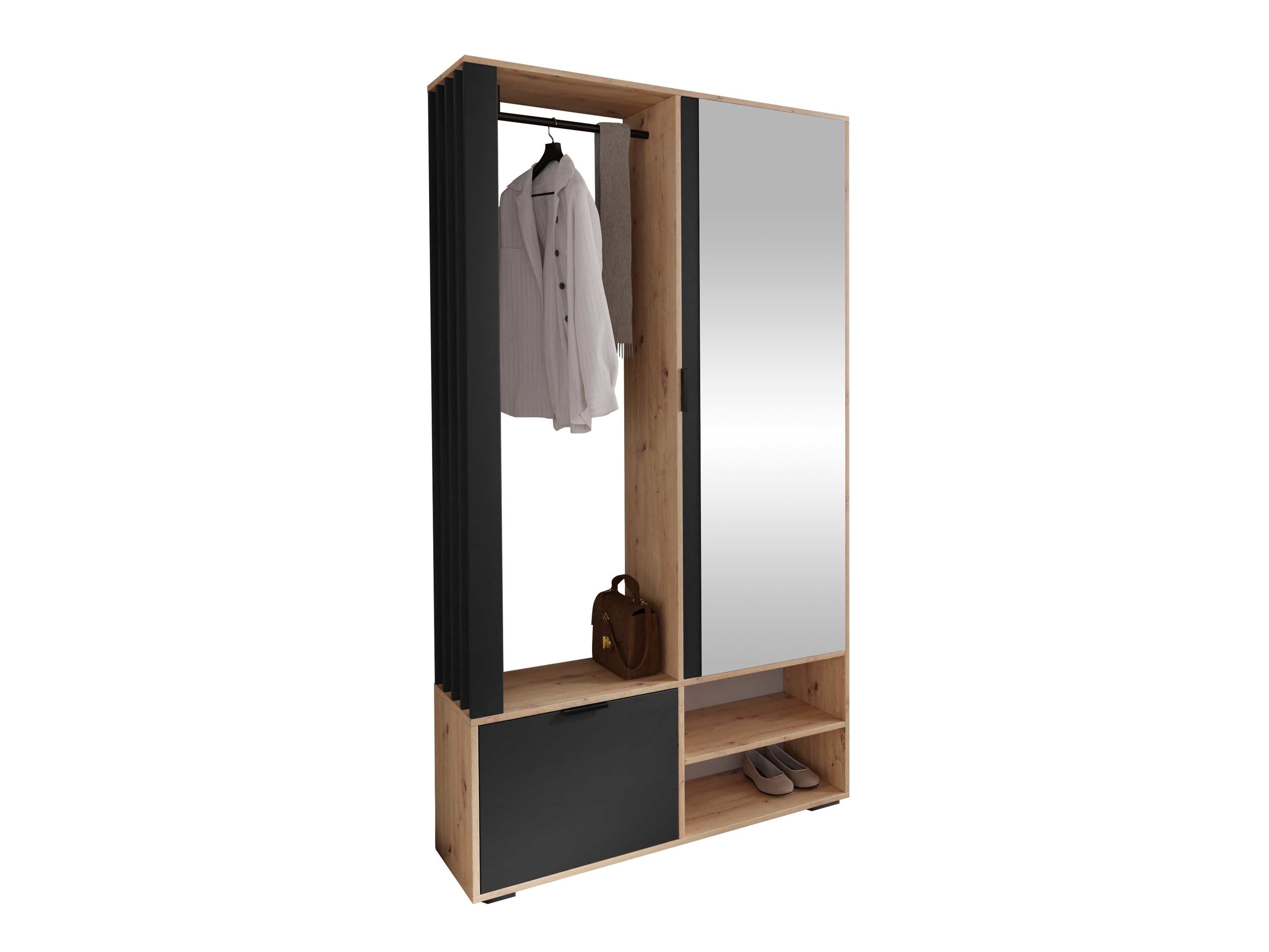 Meuble d'entrée Vinea (Chêne Artisan + Noir)