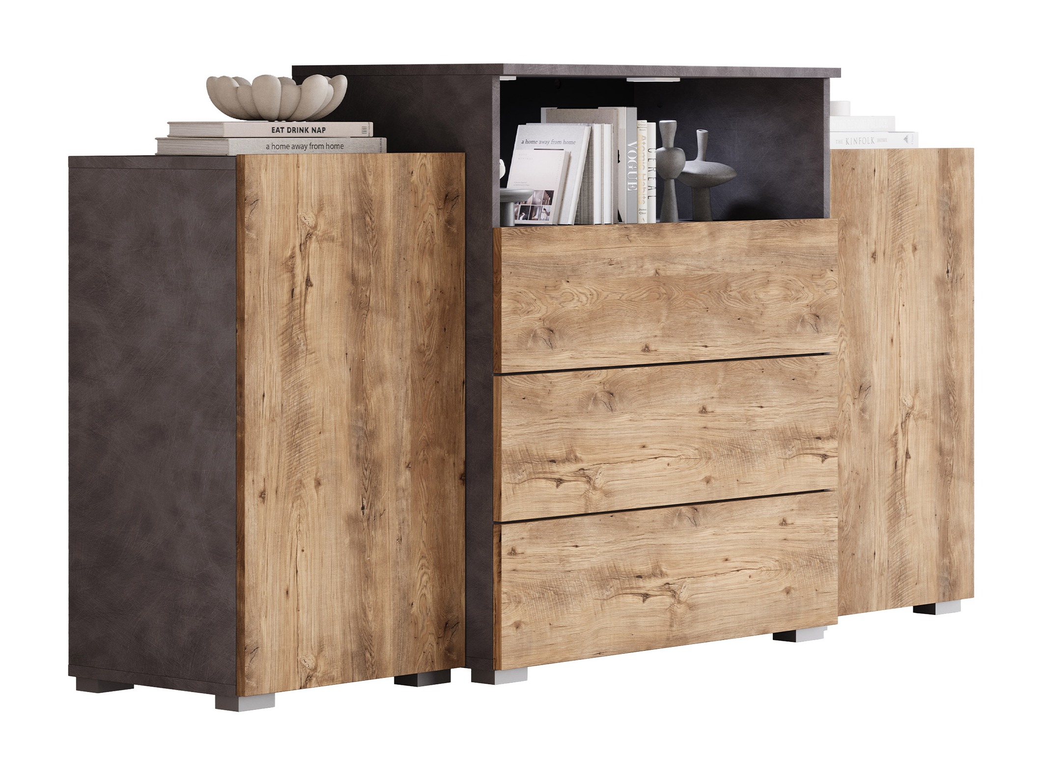 Commode Sarasota 127 (Matera gris + Châtaigne)