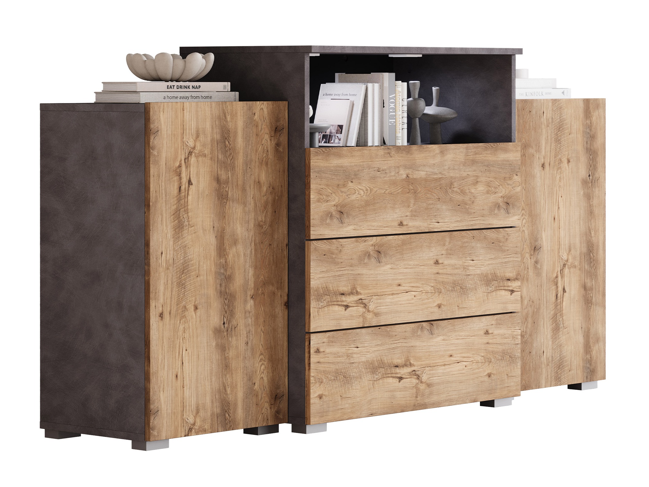 Commode Sarasota 127 (Matera gris + Châtaigne)