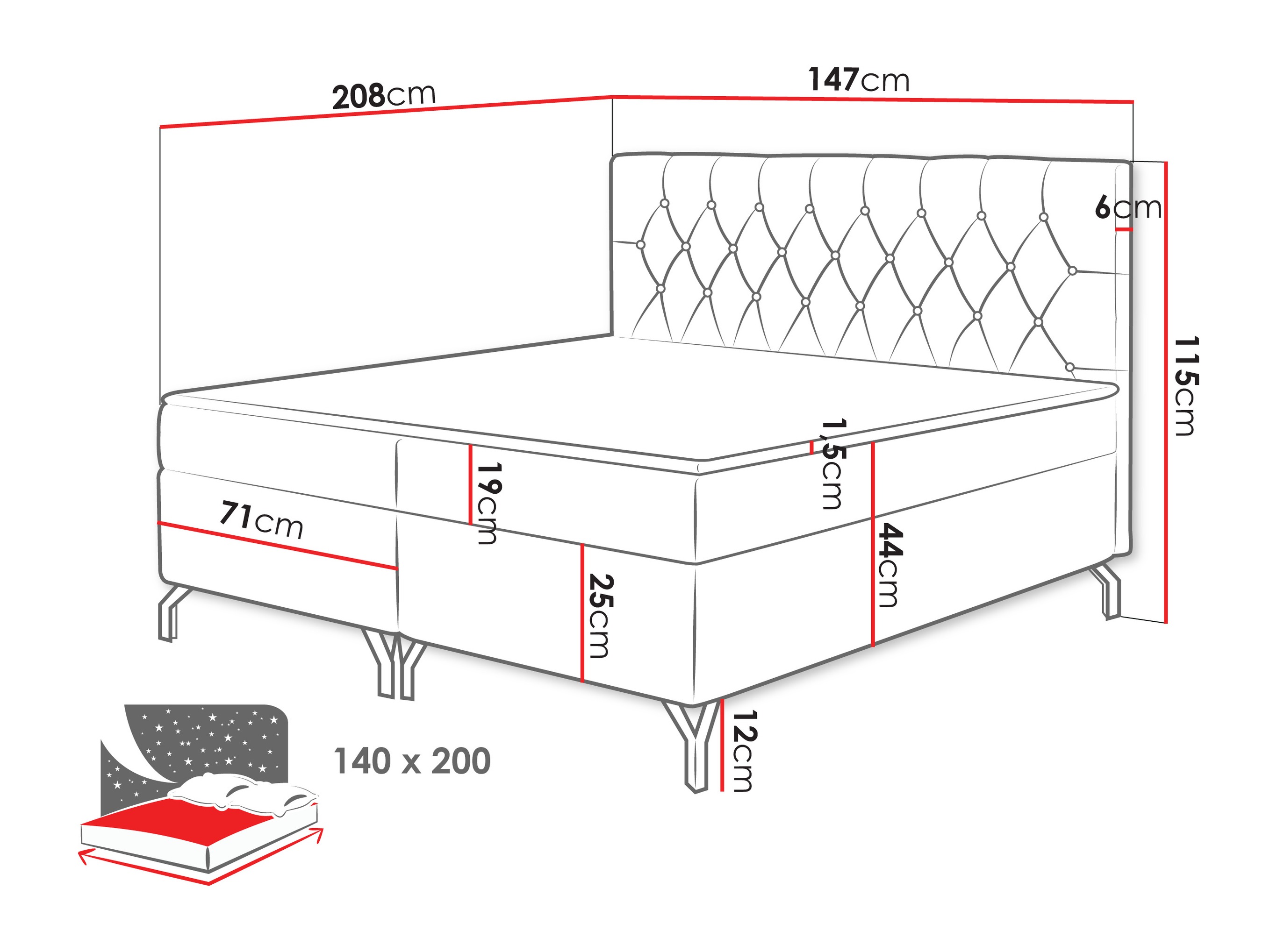 Lit boxspring Focus (Fresh 03)