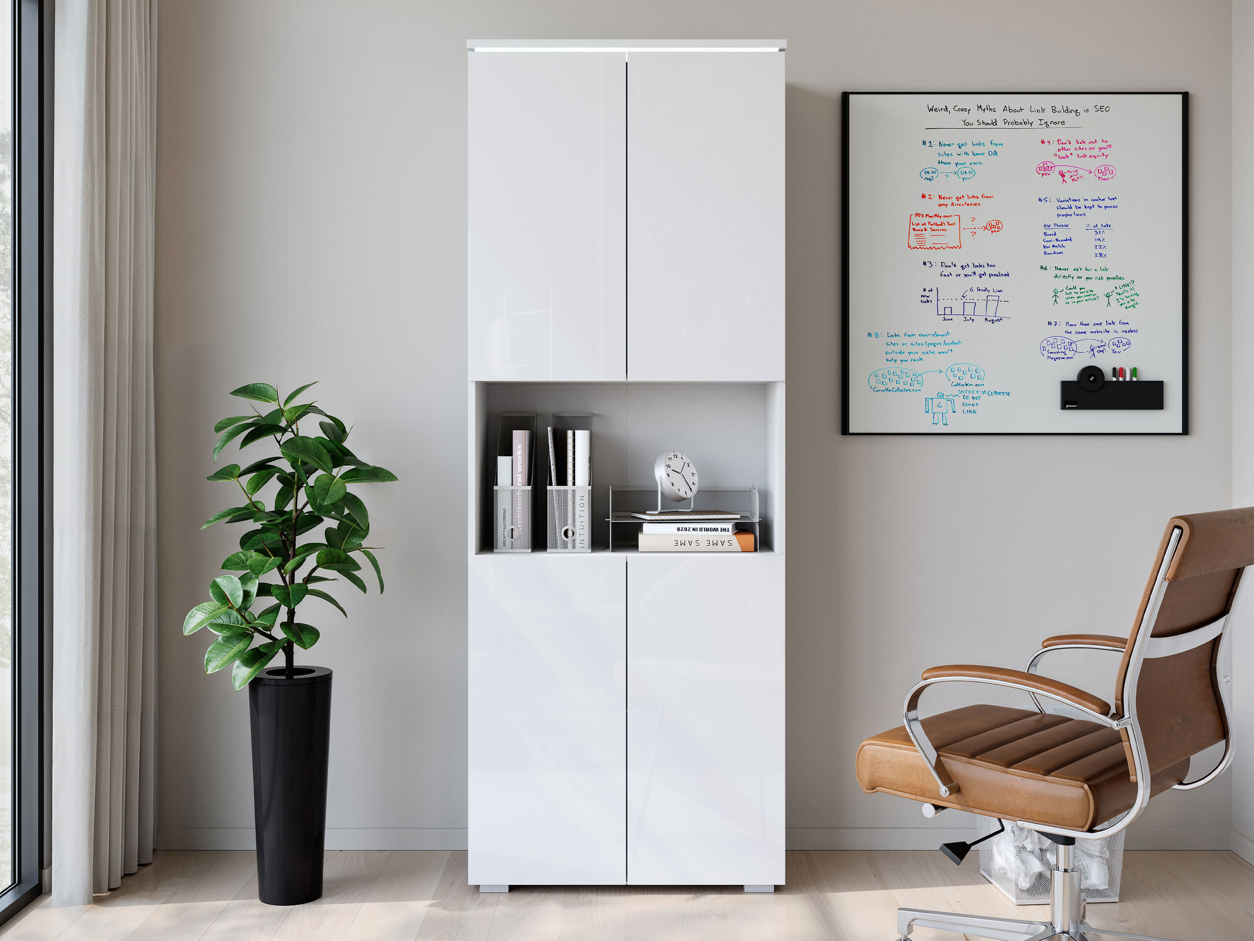 Étagère Mirfivo 106 (Blanc + Blanc brillant)