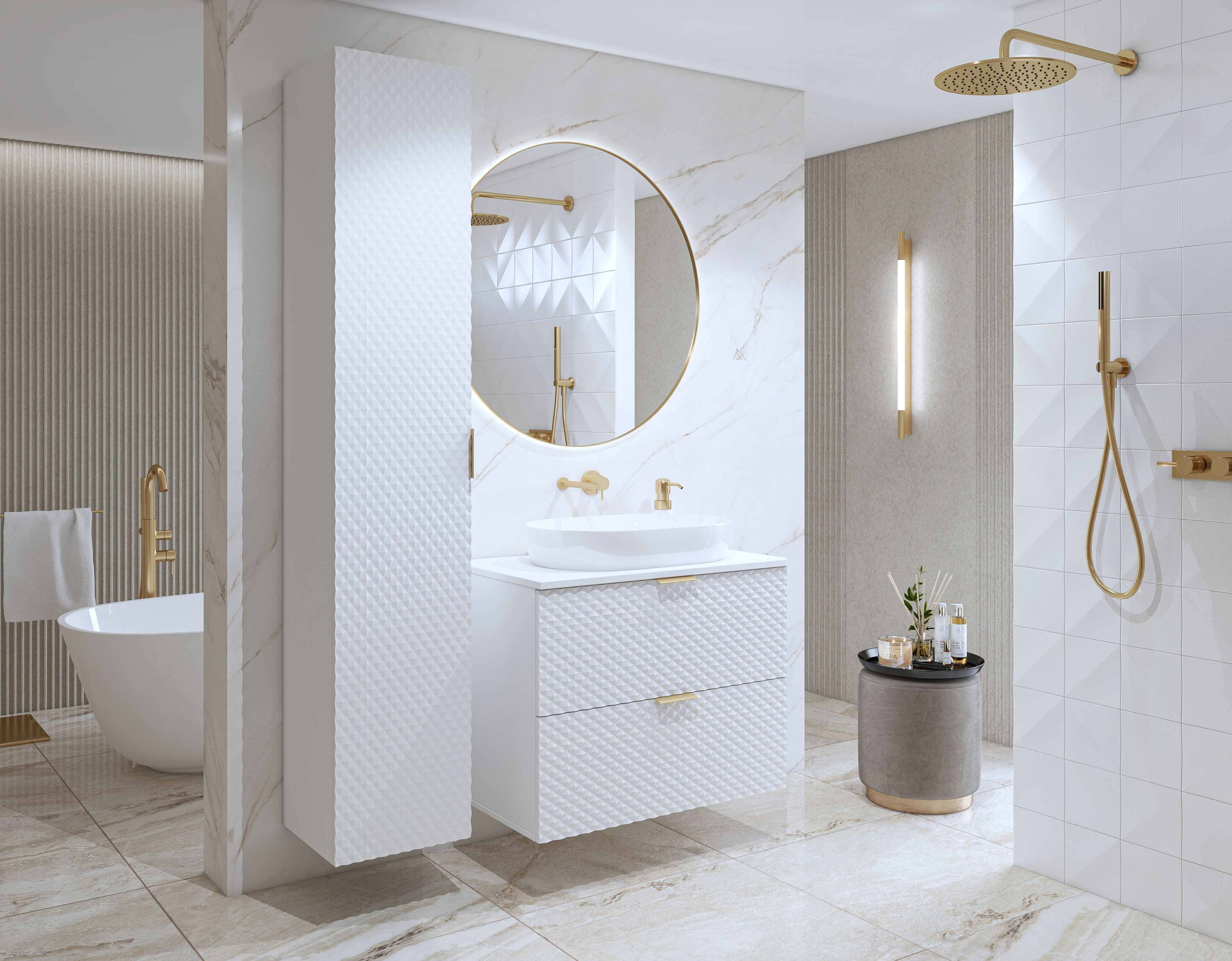 Armoire de bain à poser Liretu 100 (Blanc)