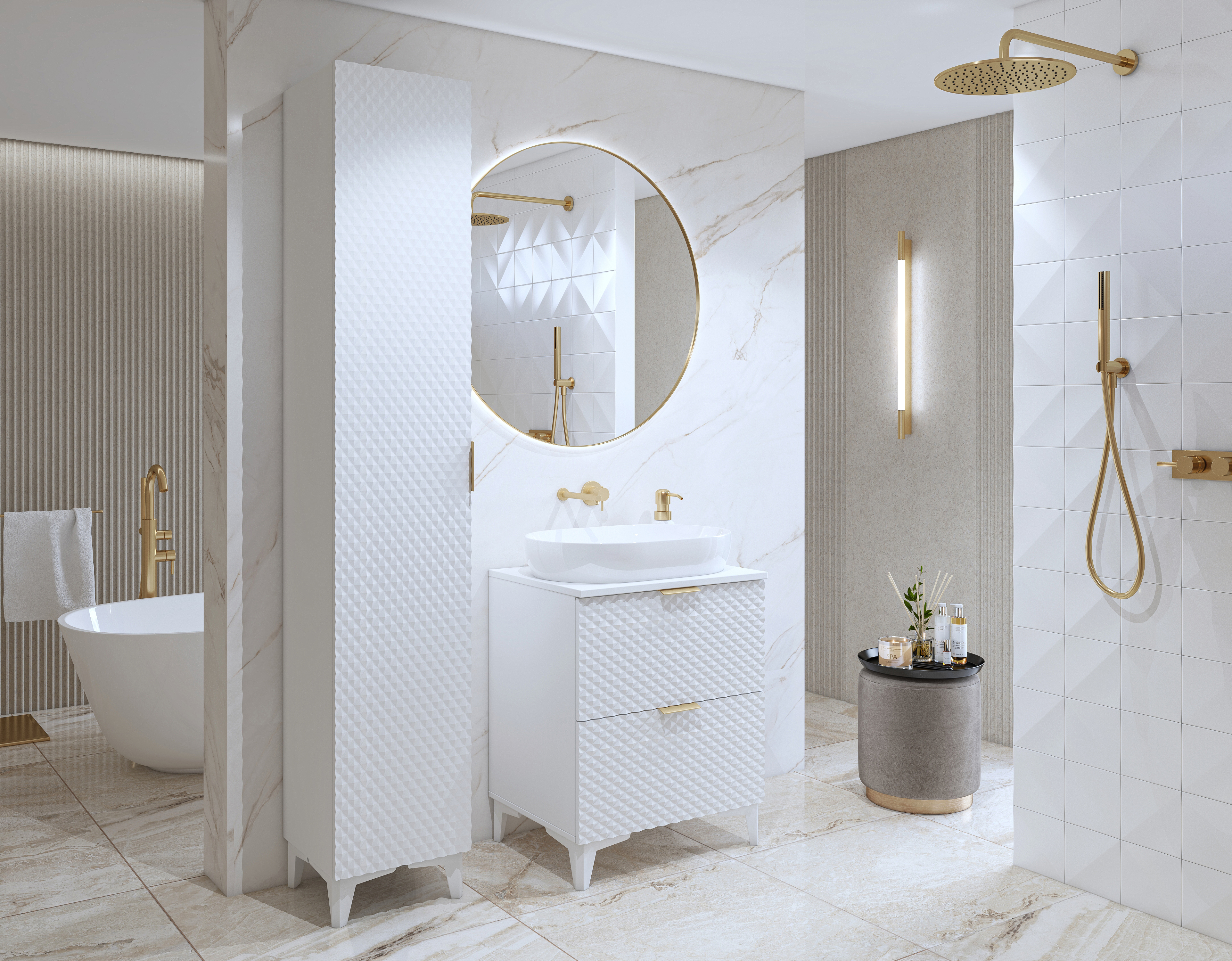Armoire de bain à poser Liretu 100 (Blanc)