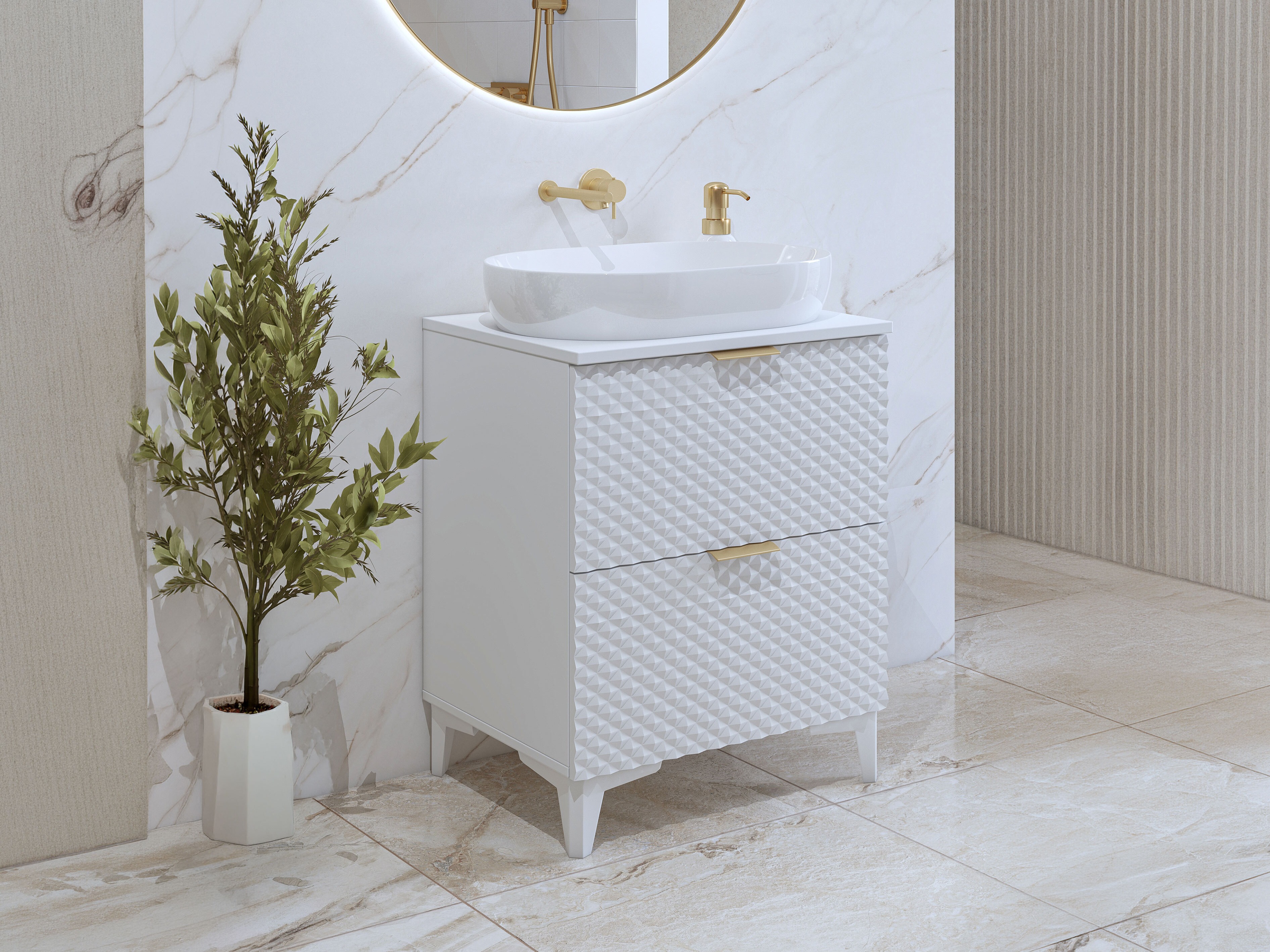 Armoire de lavabo à poser Liretu 101 (Blanc)