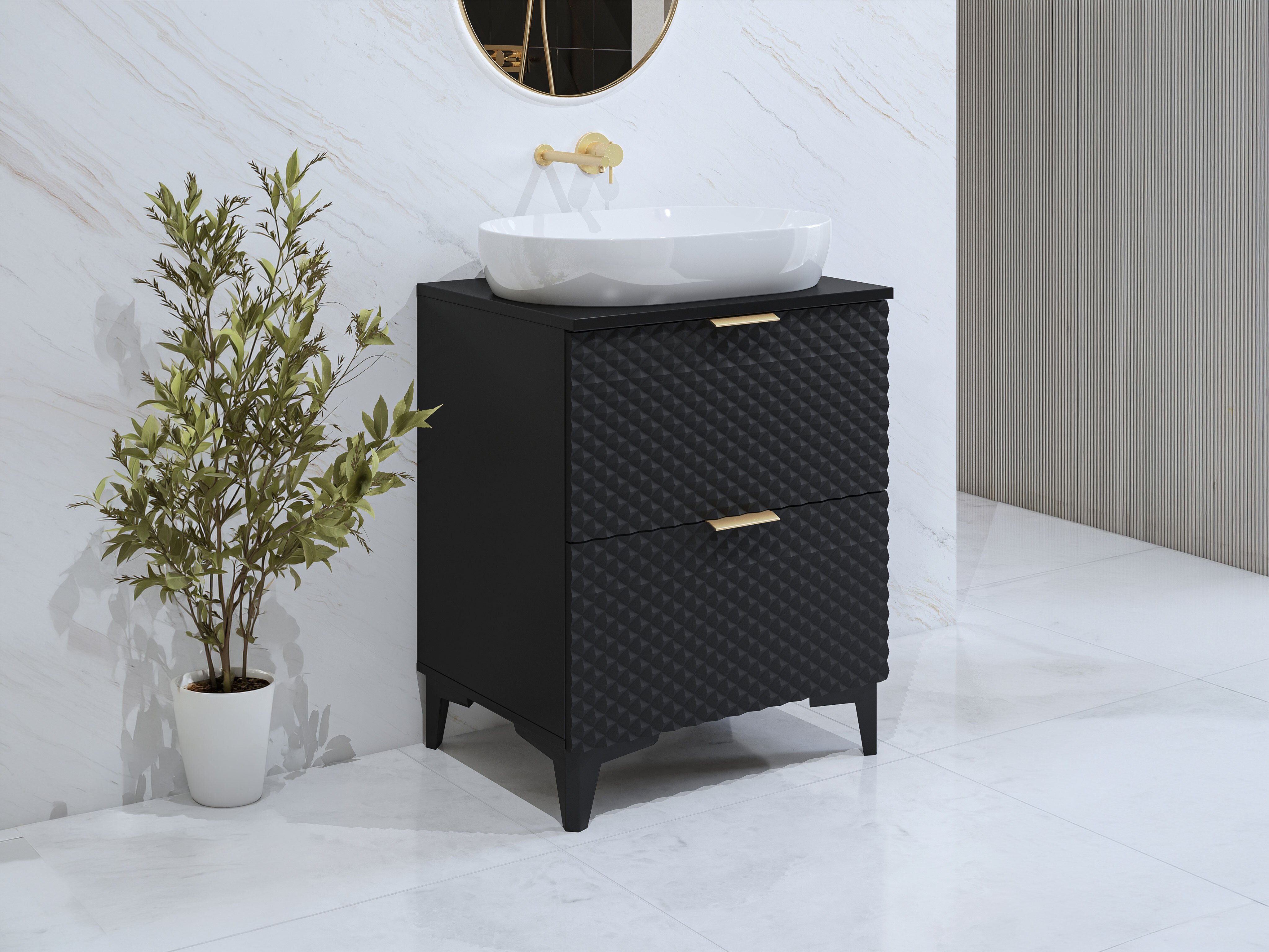 Armoire de lavabo à poser Liretu 101 (Noir)
