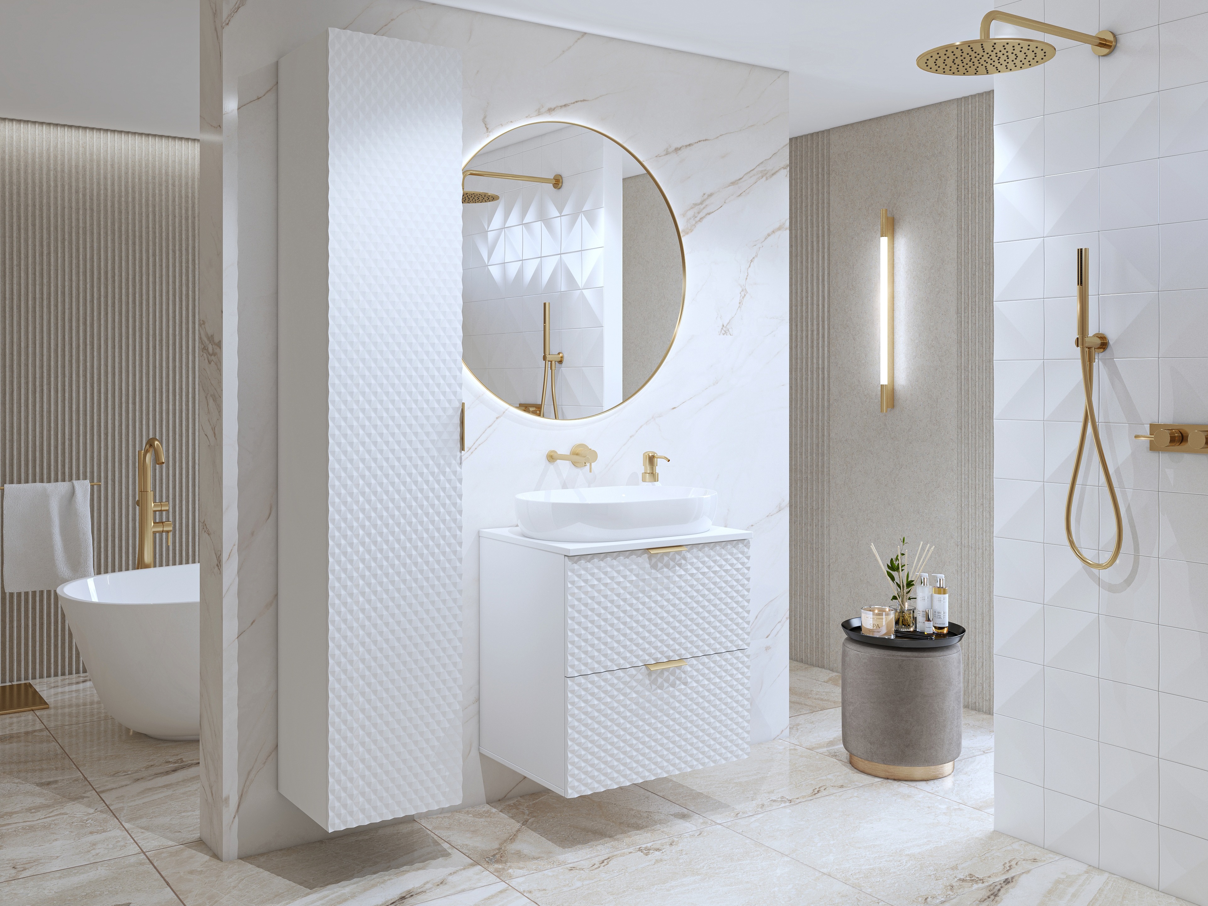 Armoire de salle de bains murale pour lavabo Liretu 106 (Blanc)