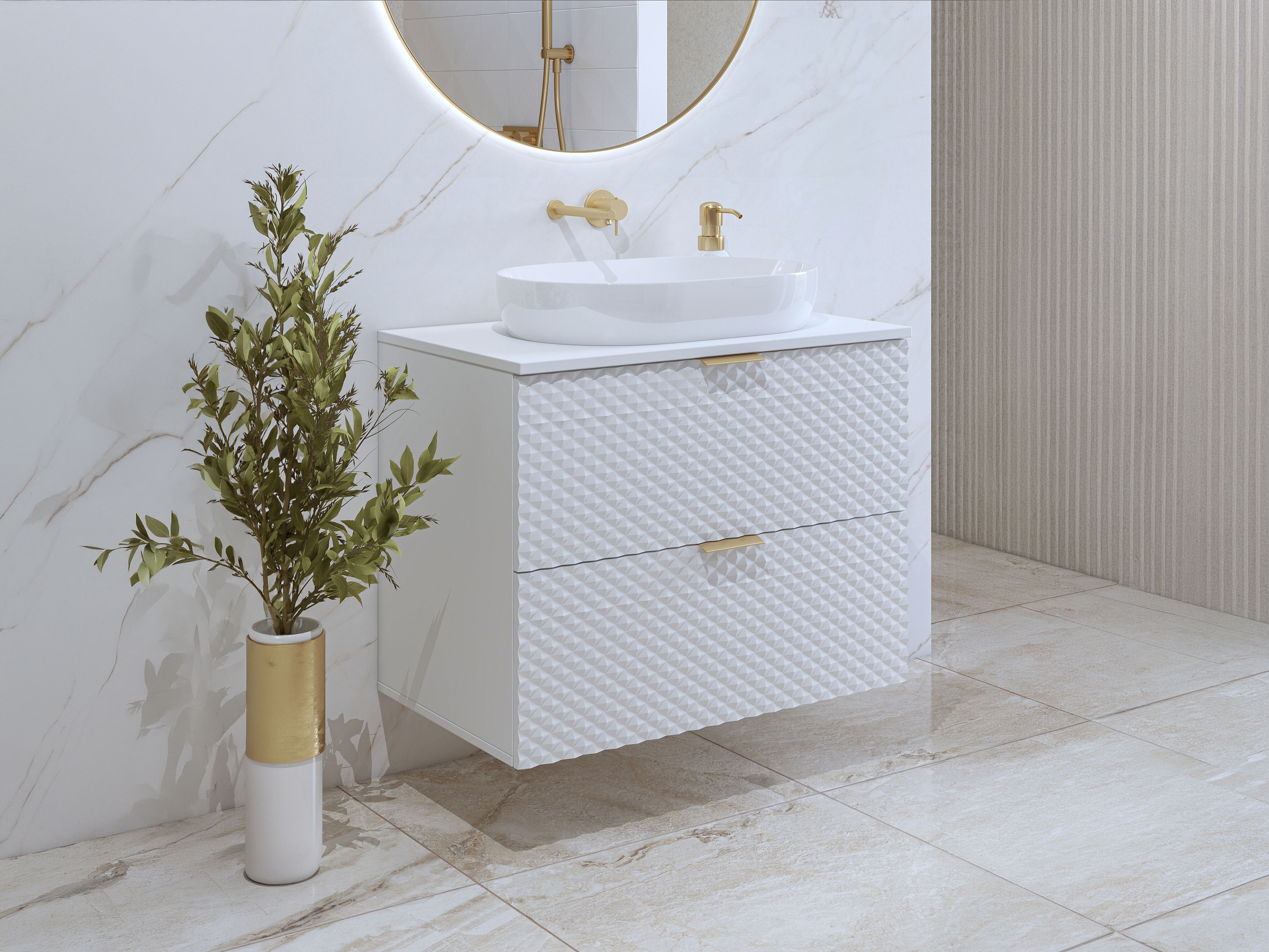 Armoire de salle de bains murale pour lavabo Liretu 107 (Blanc)