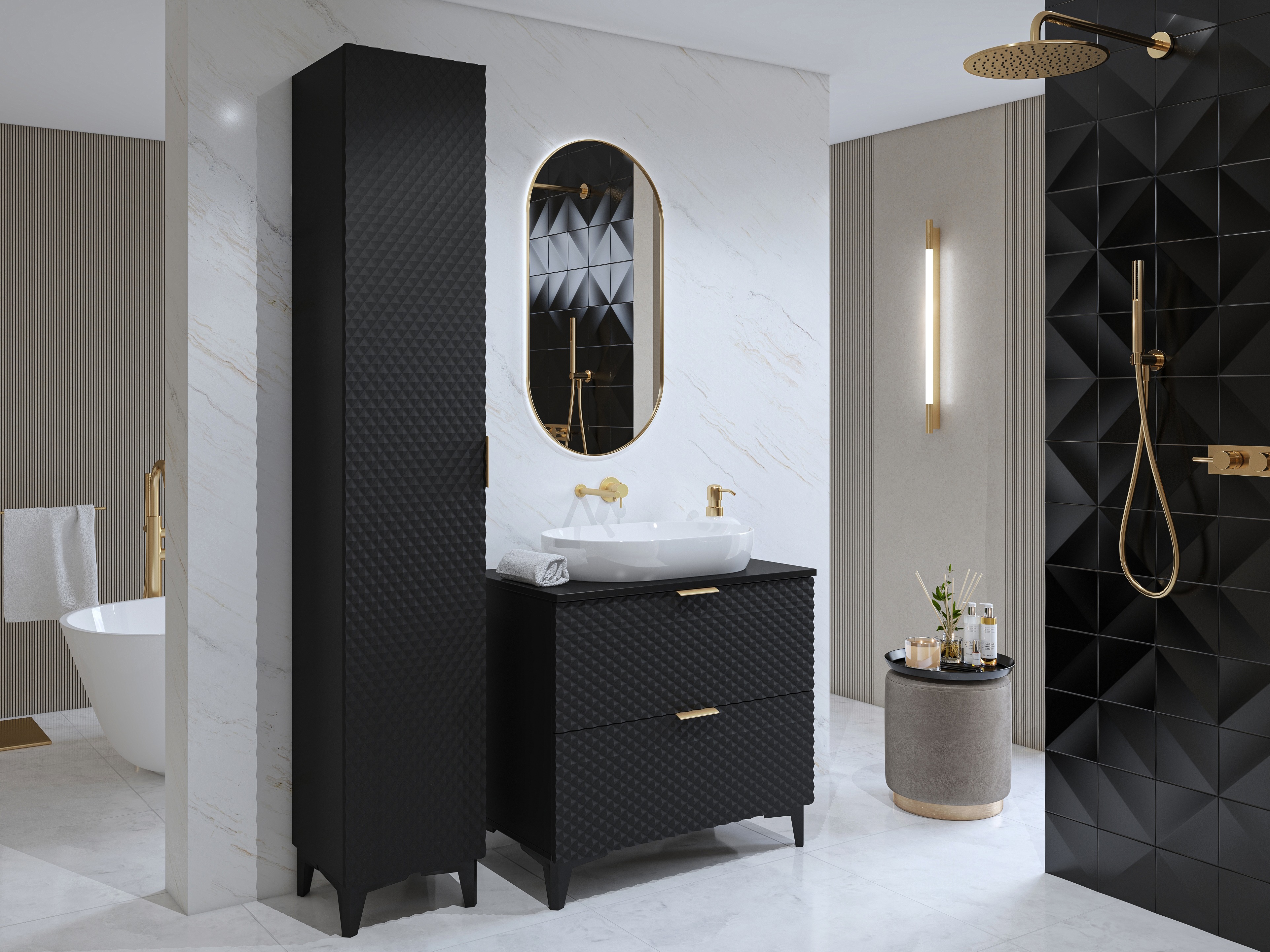 Ensemble de salle de bain Liretu 104 (Noir)
