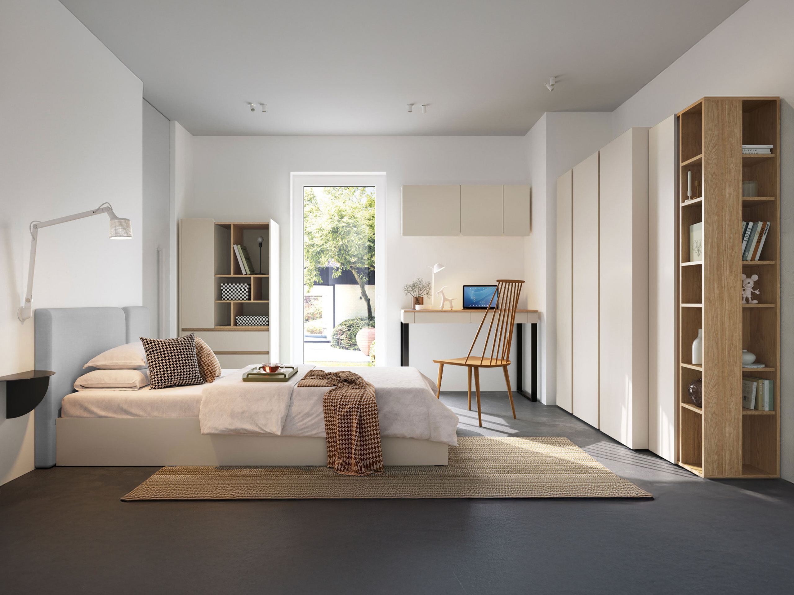 Ensemble de meubles Fiosono 114 (Beige + Chêne clair)