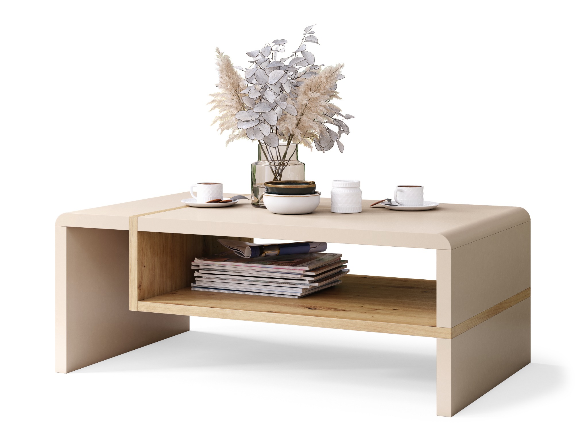 Table basse Glendale 102 (Beige + Chêne Artisan)