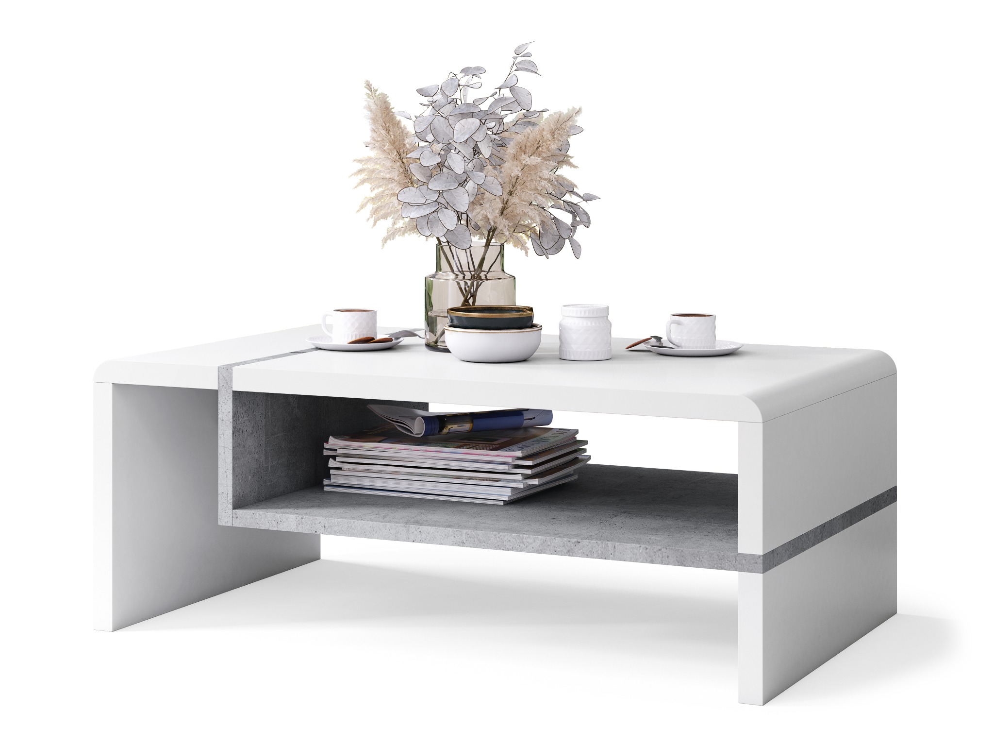 Table basse Glendale 102 (Blanc + Béton)