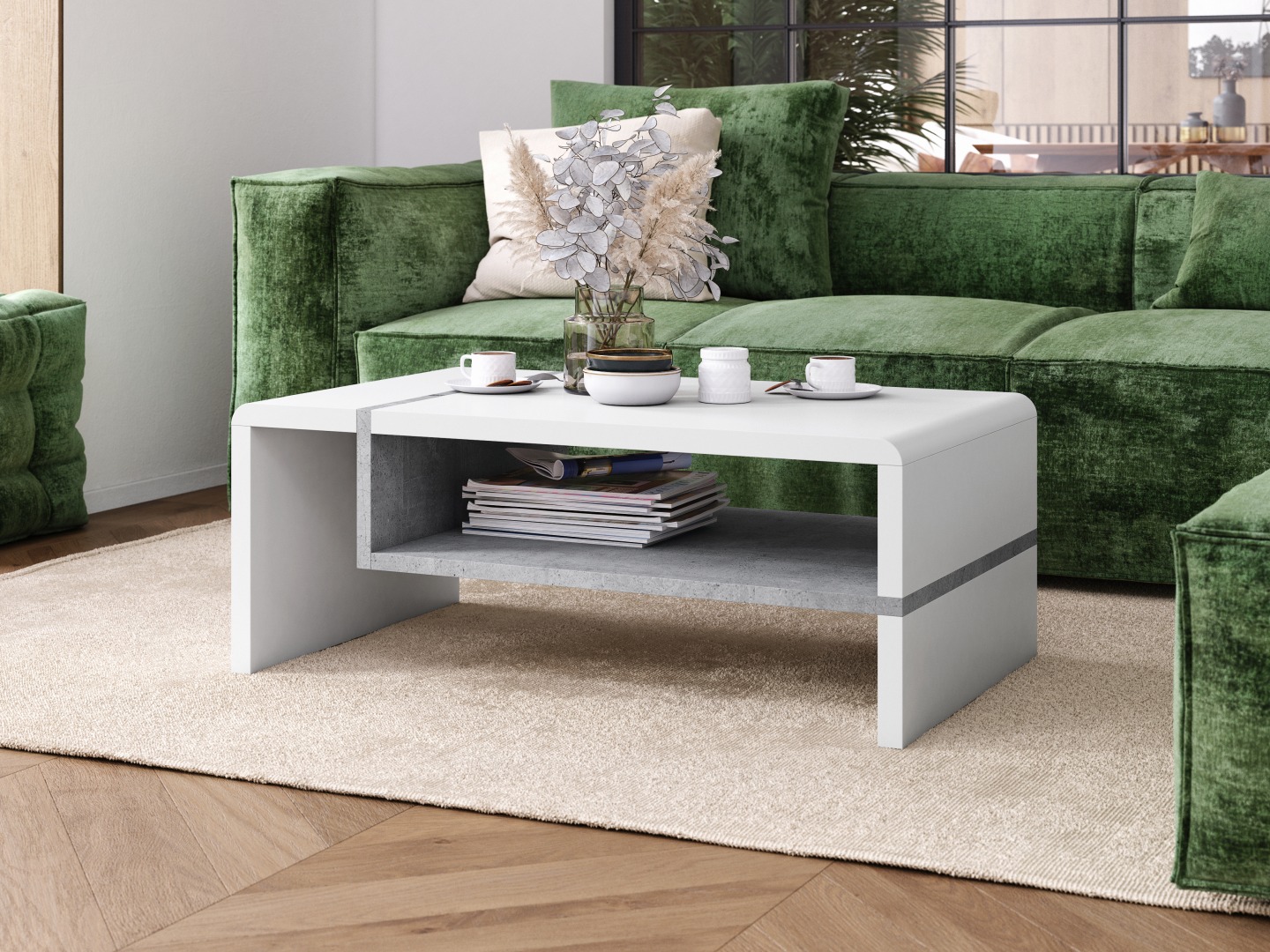 Table basse Glendale 102 (Blanc + Béton)