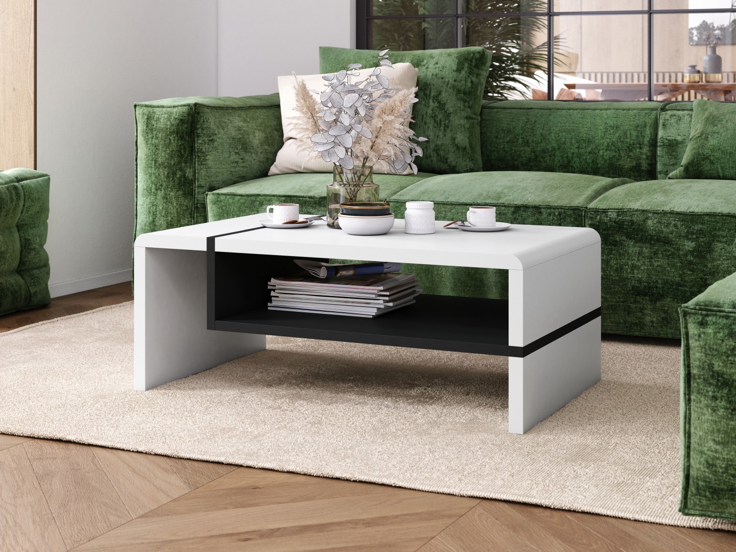 Table basse Glendale 102 (Blanc + Noir)