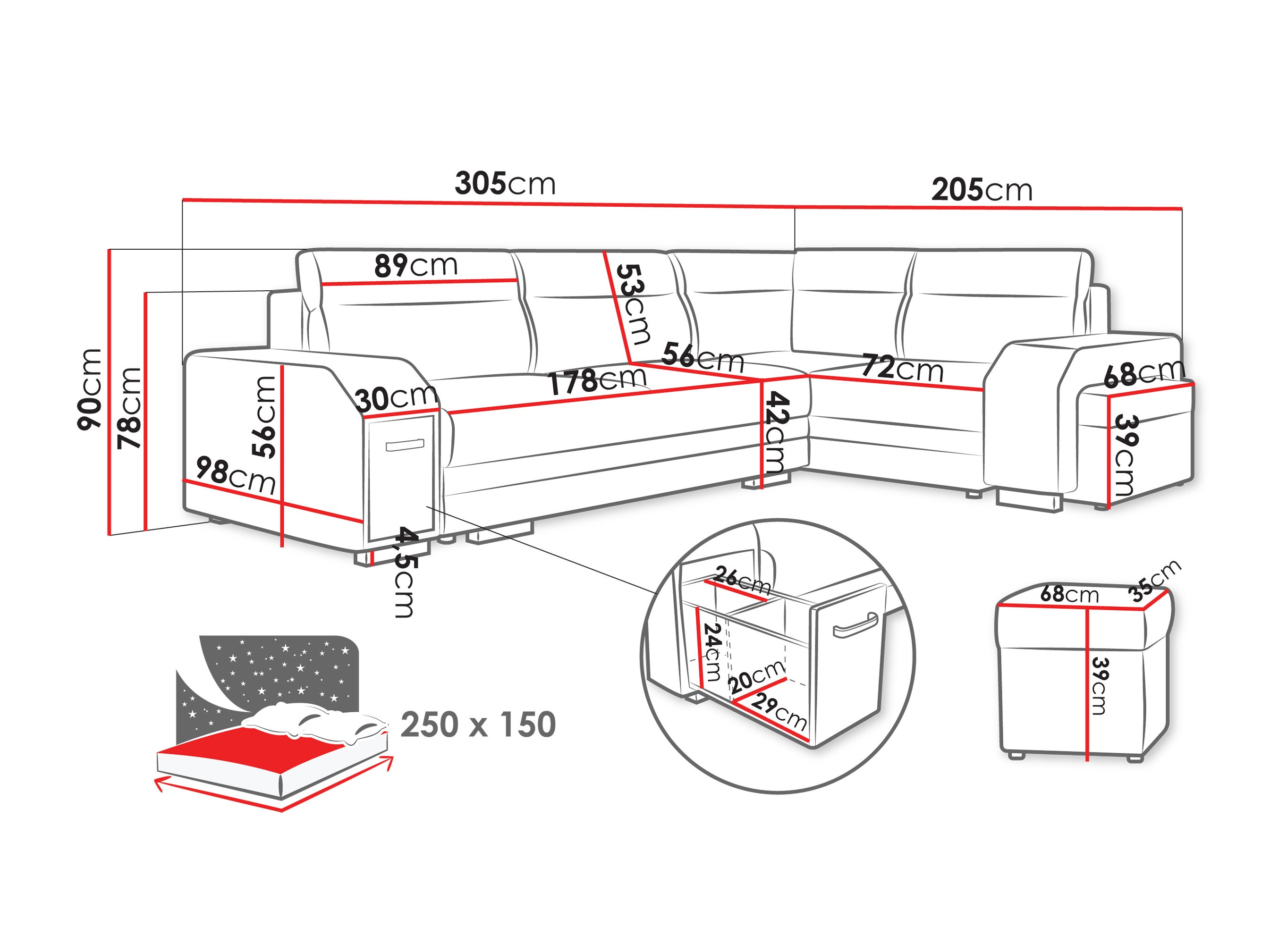Canapé d'angle Kingsport 116 (Nazar 225.01)