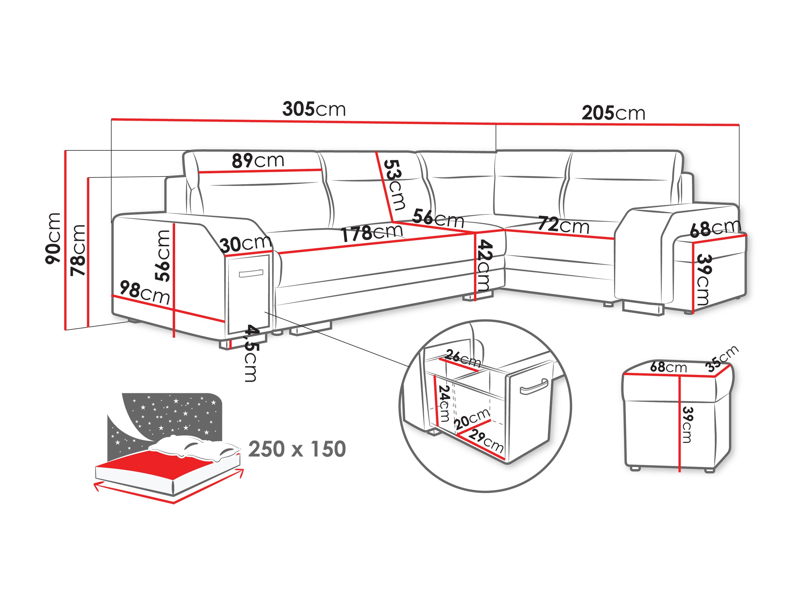 Canapé d'angle Kingsport 116 (Nazar 225.01)
