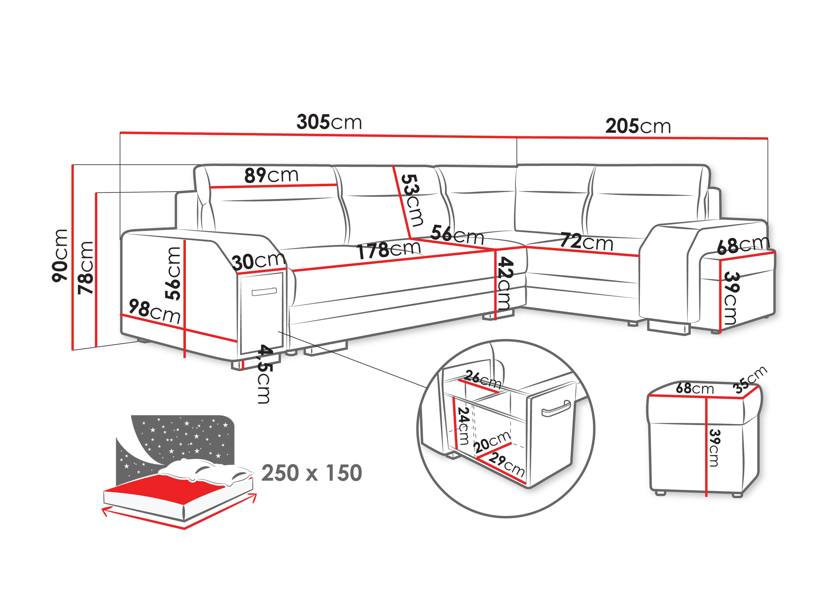 Canapé d'angle Kingsport 116 (Nazar 225.02)