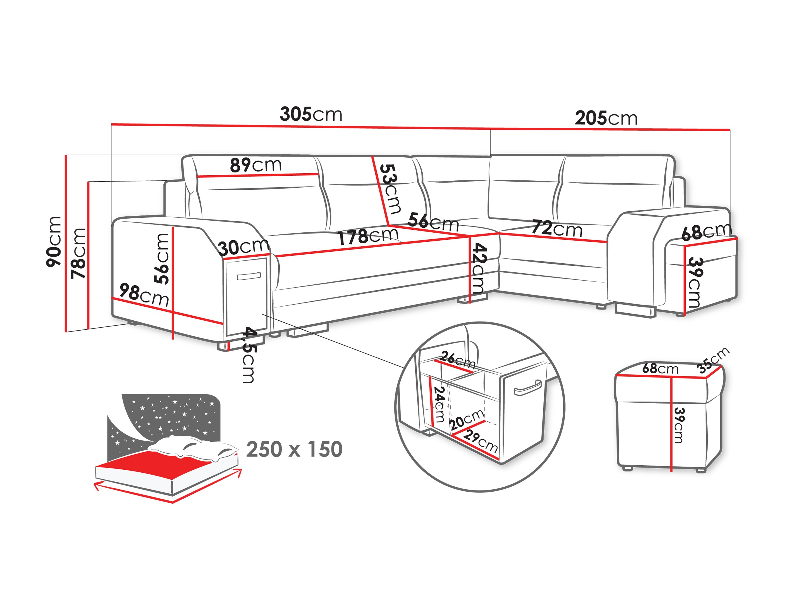 Canapé d'angle Kingsport 116 (Nazar 225.03)