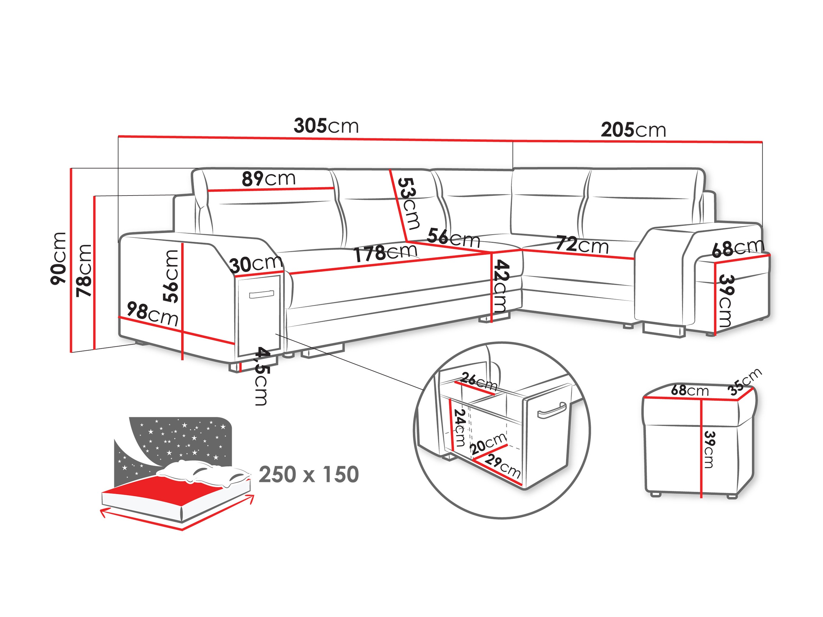 Canapé d'angle Kingsport 116 (Nazar 225.03)