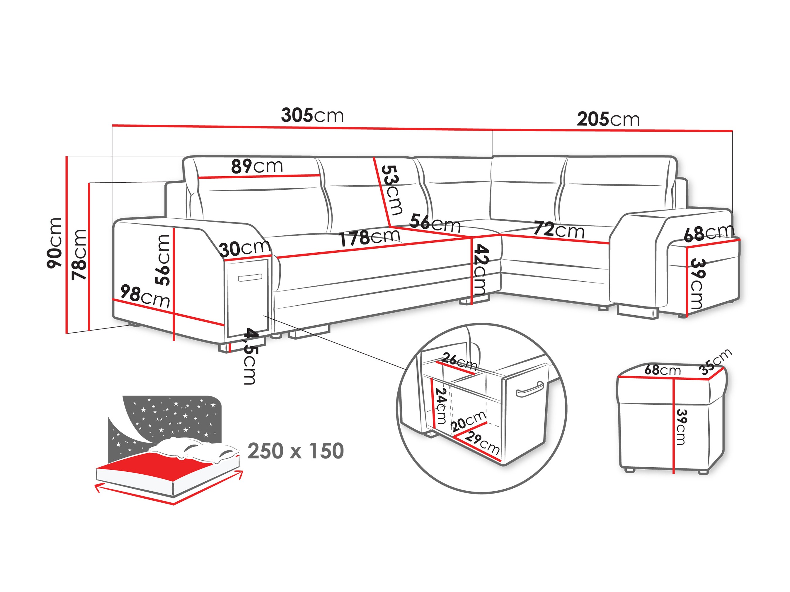 Canapé d'angle Kingsport 116 (Nazar 225.05)