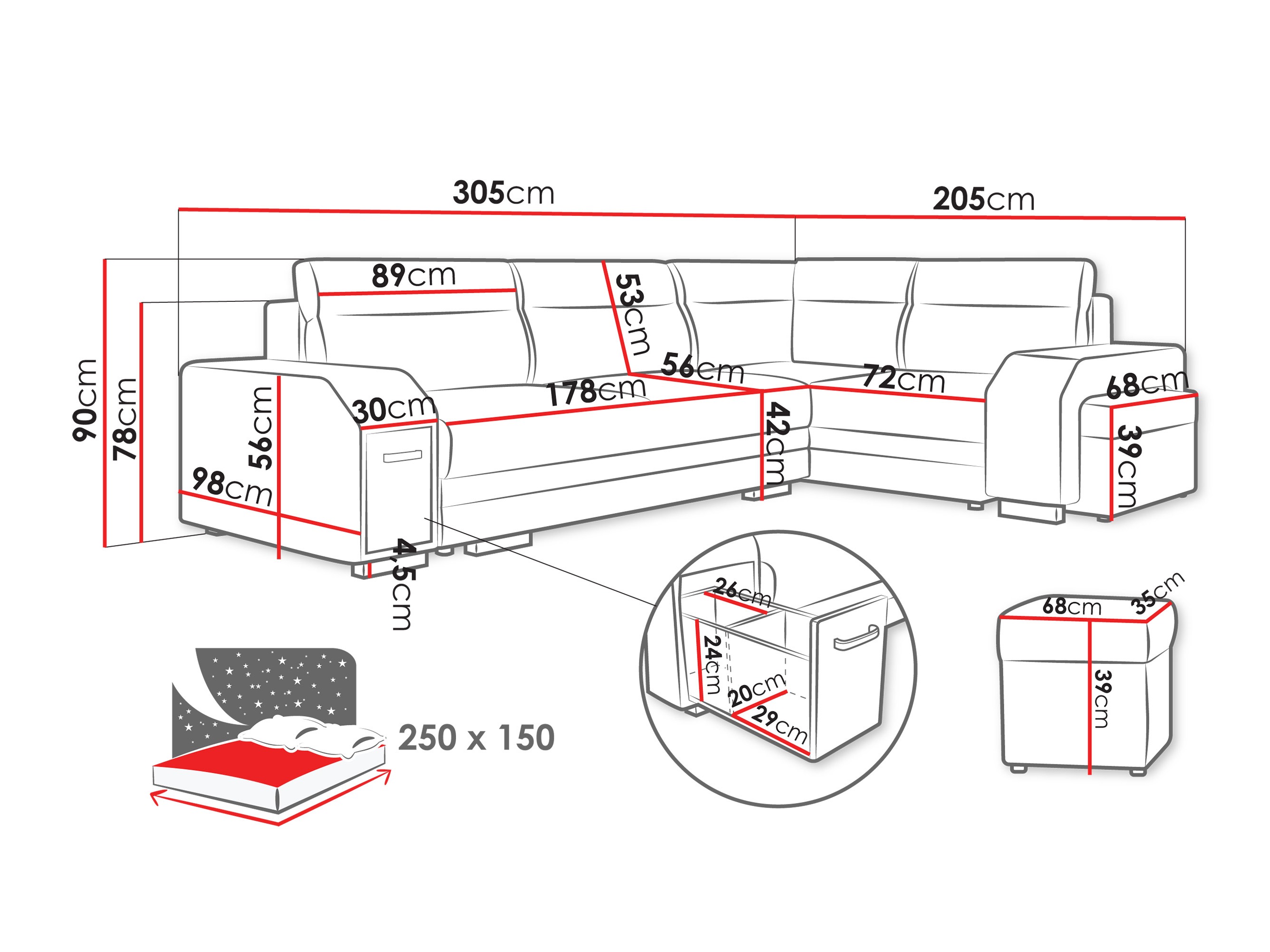 Canapé d'angle Kingsport 116 (Nazar 225.06)