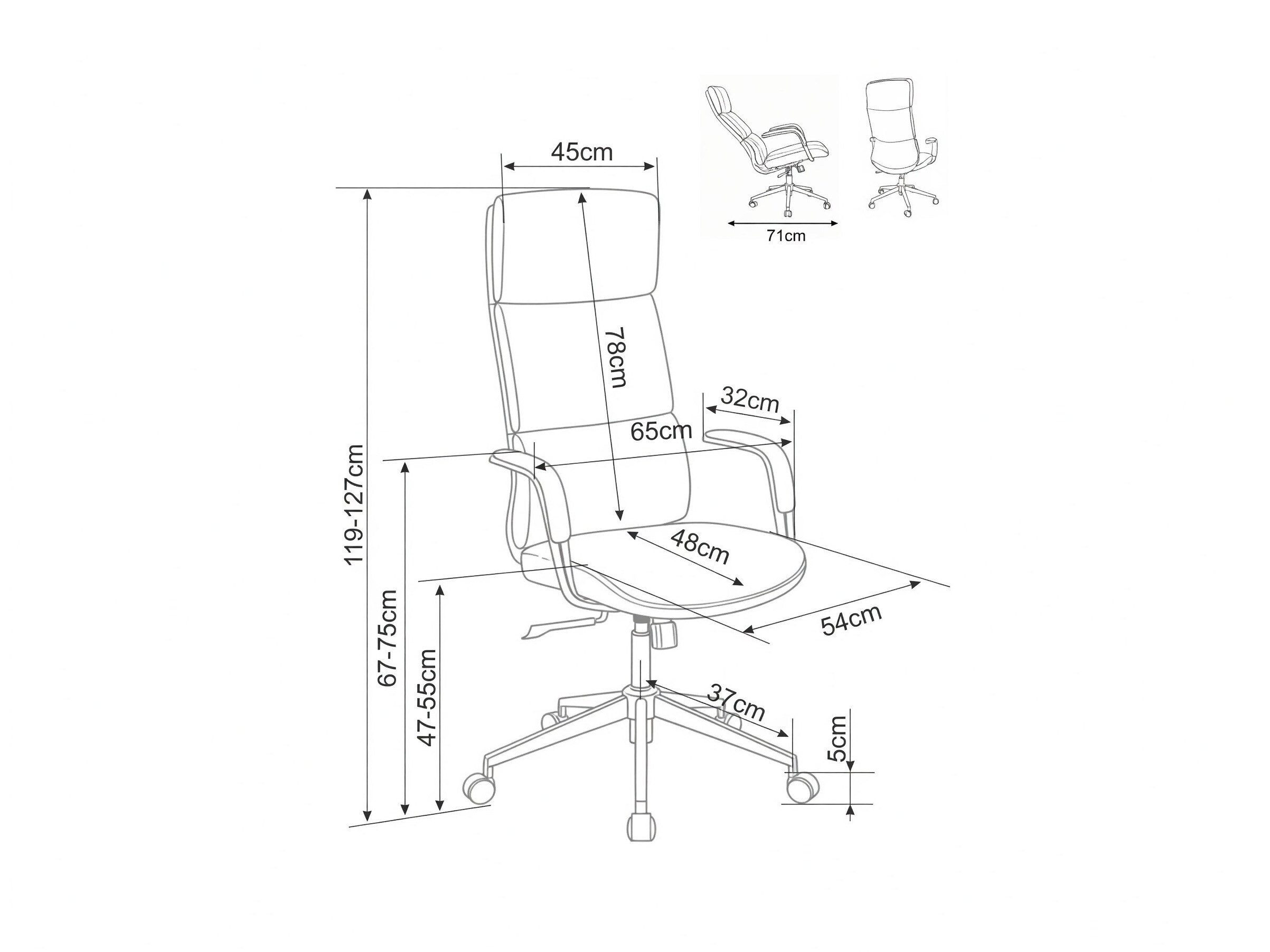 Chaise de bureau Detroit 950 (Crème)
