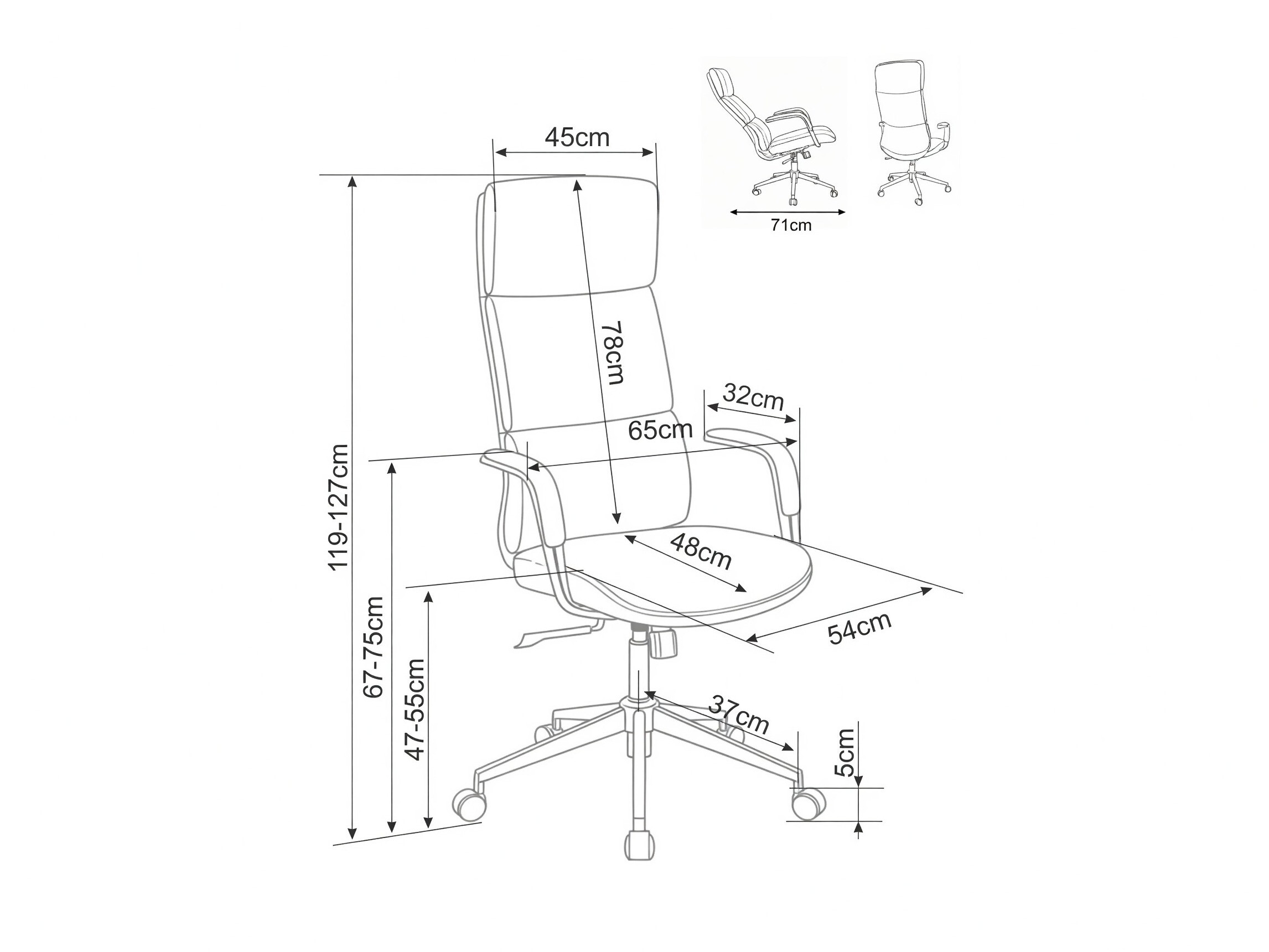 Chaise de bureau Detroit 950 (Gris)