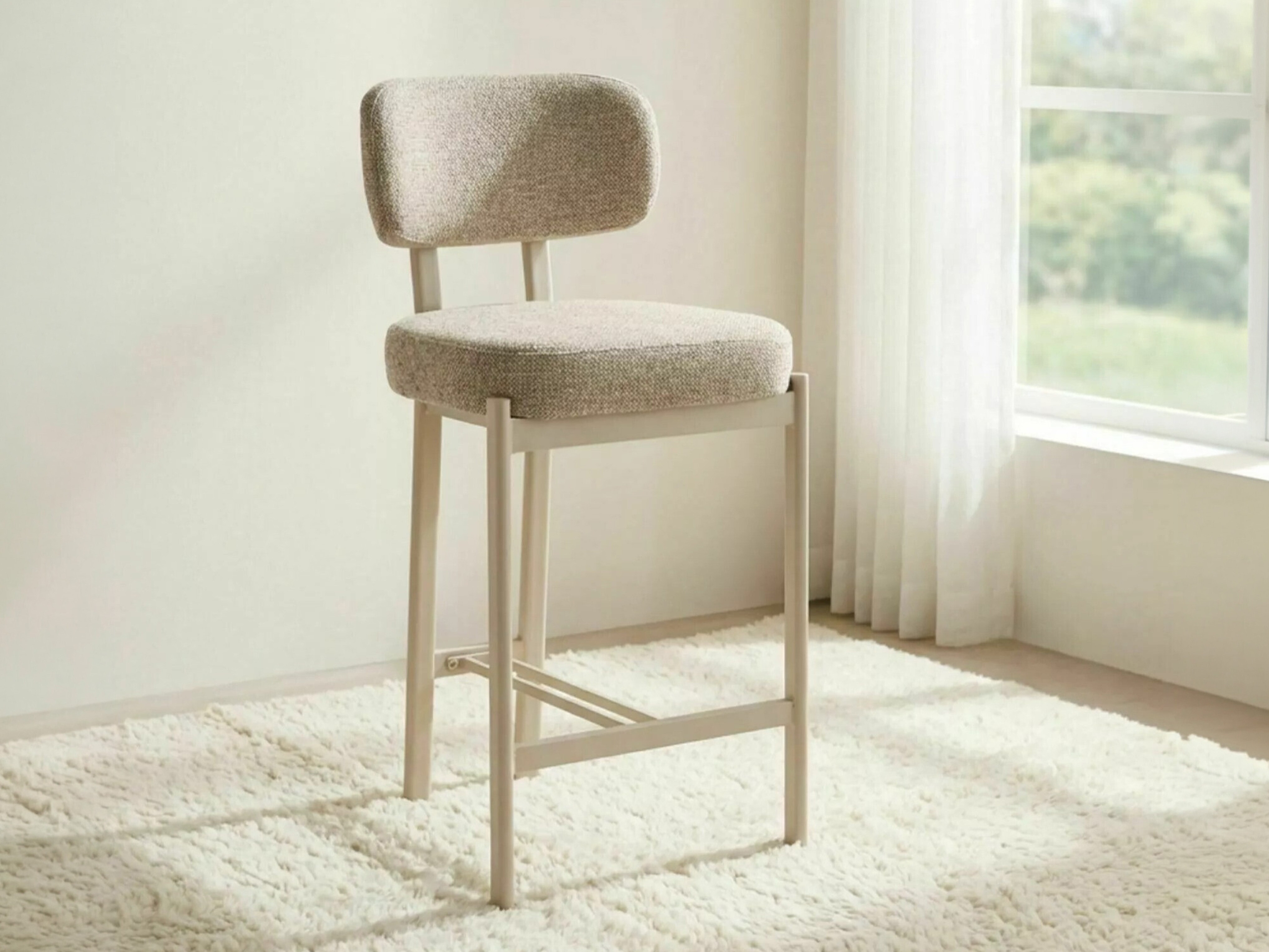 Chaise de bar mi-hauteur Detroit 956 (Beige + Cachemire)