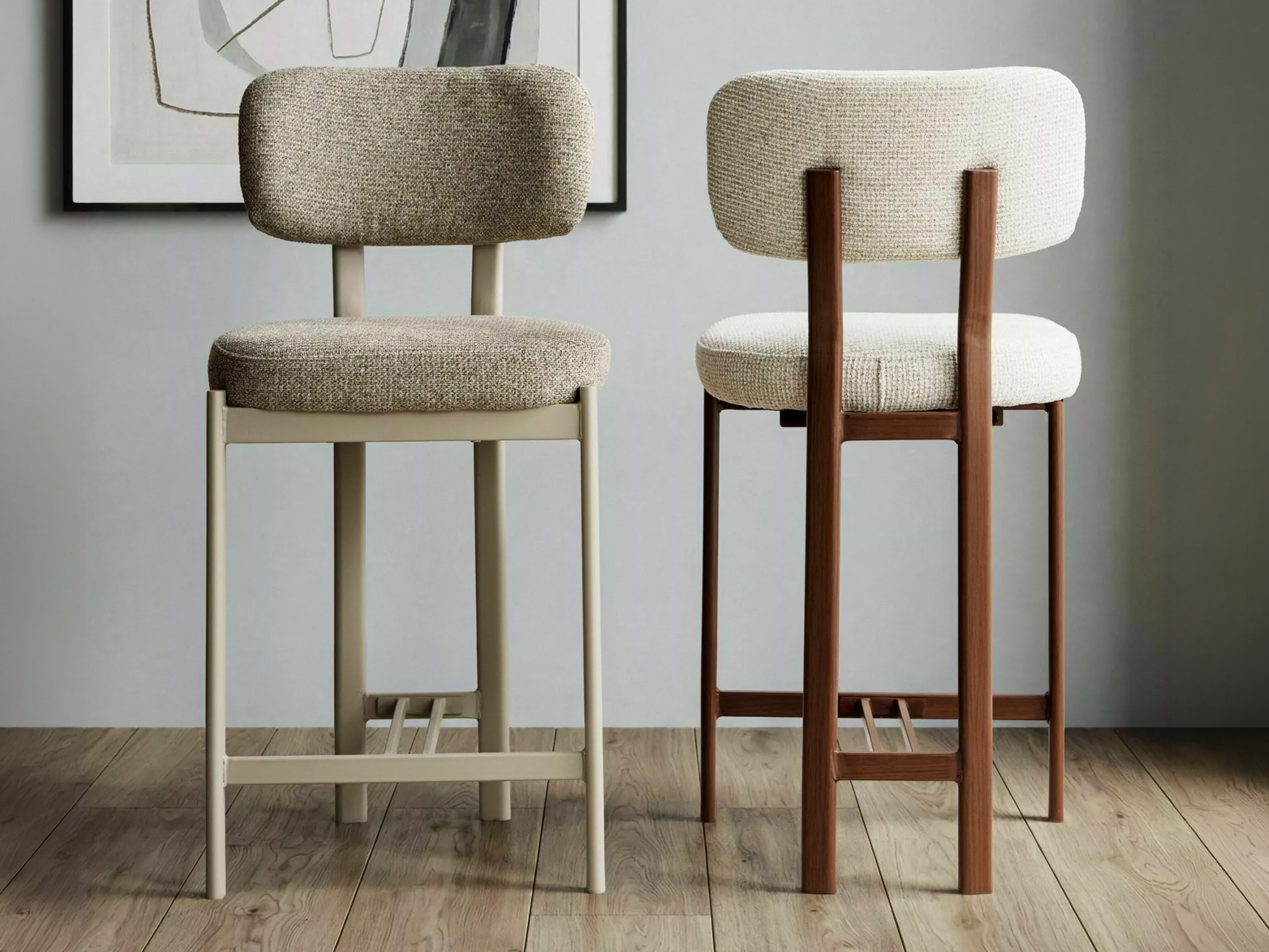 Chaise de bar mi-hauteur Detroit 956 (Brun clair + Cachemire)