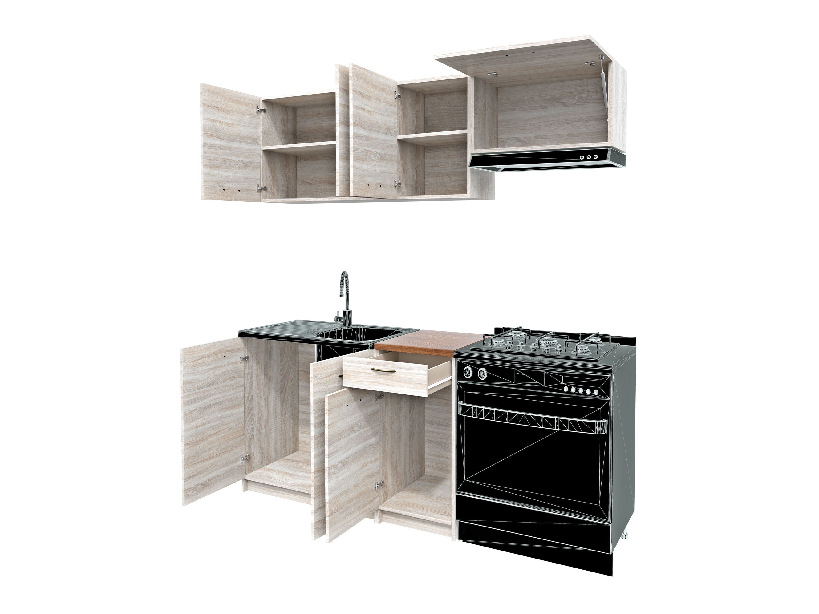 Cuisine complète Ota (Noyer + Noir)