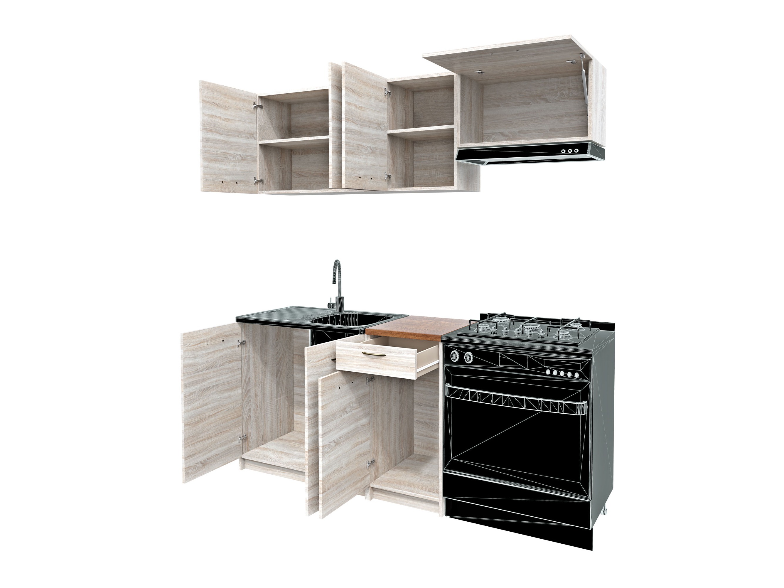 Cuisine complète Ota (Sonoma chêne + Beige)