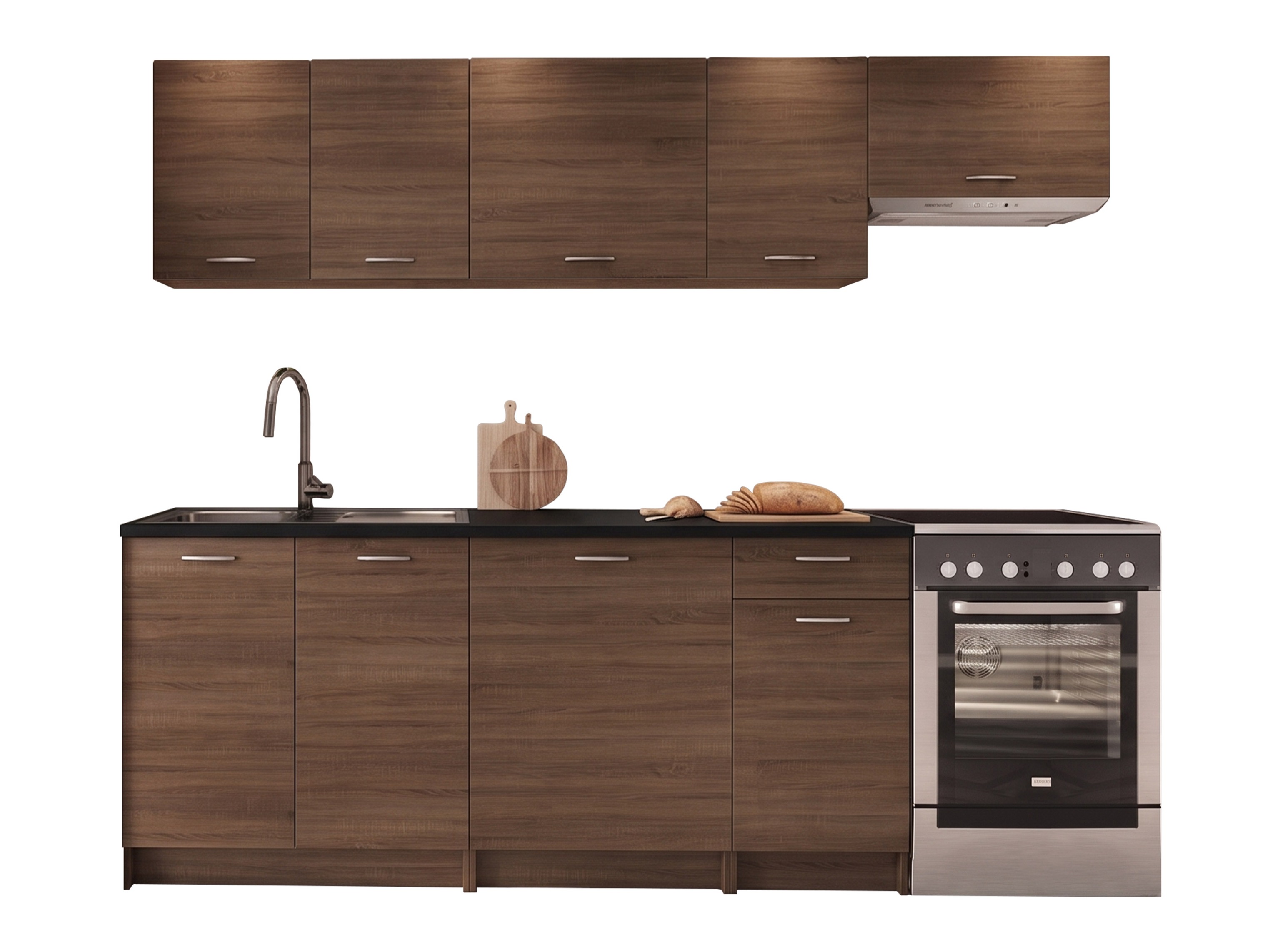 Cuisine complète Trenton 188 (Noyer + Noir)
