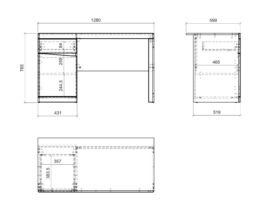 Bureau Venlori 120 (Blanc + Graphite)