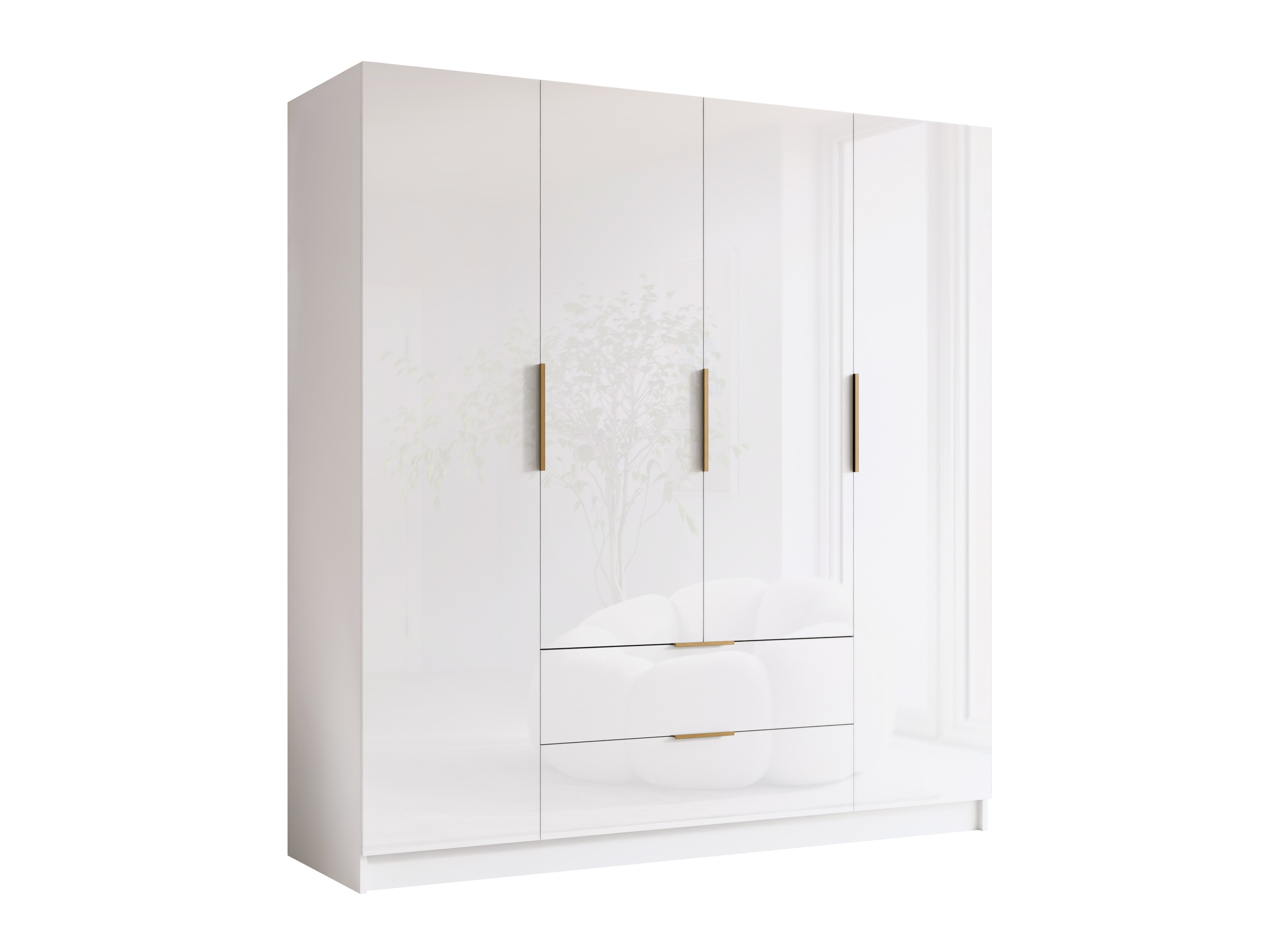 Armoire Closico Cadron I (Blanc + Blanc brillant)