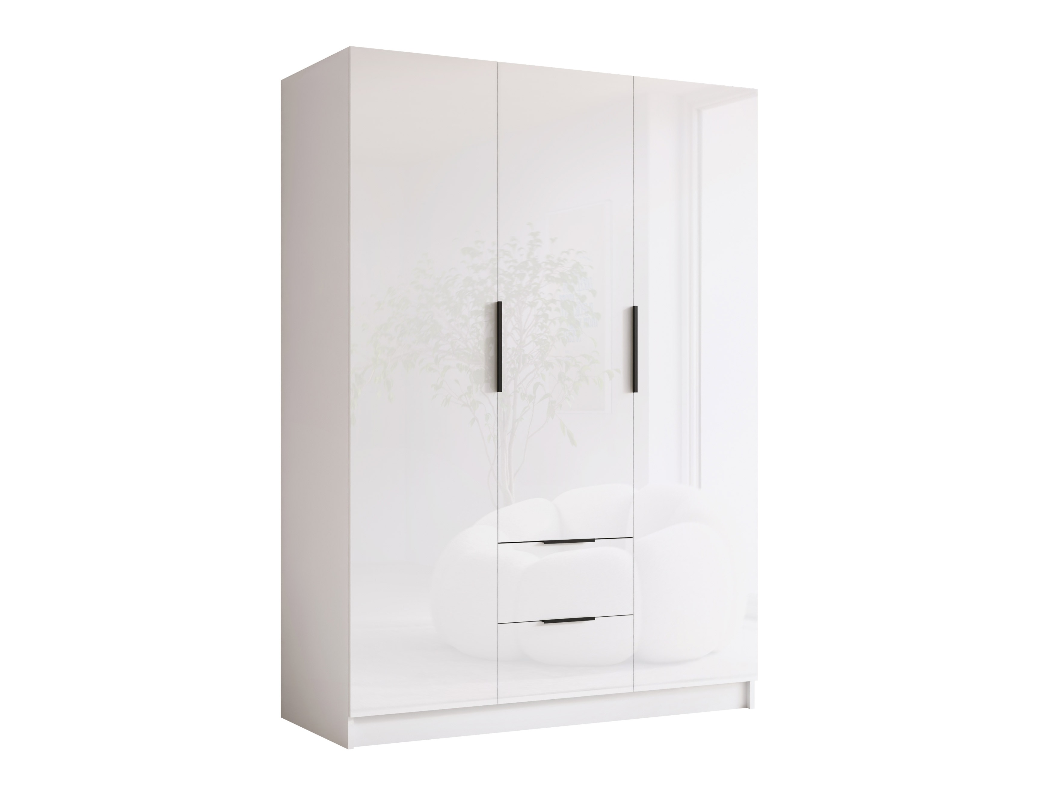 Armoire Closico Calvron I (Blanc + Blanc brillant)