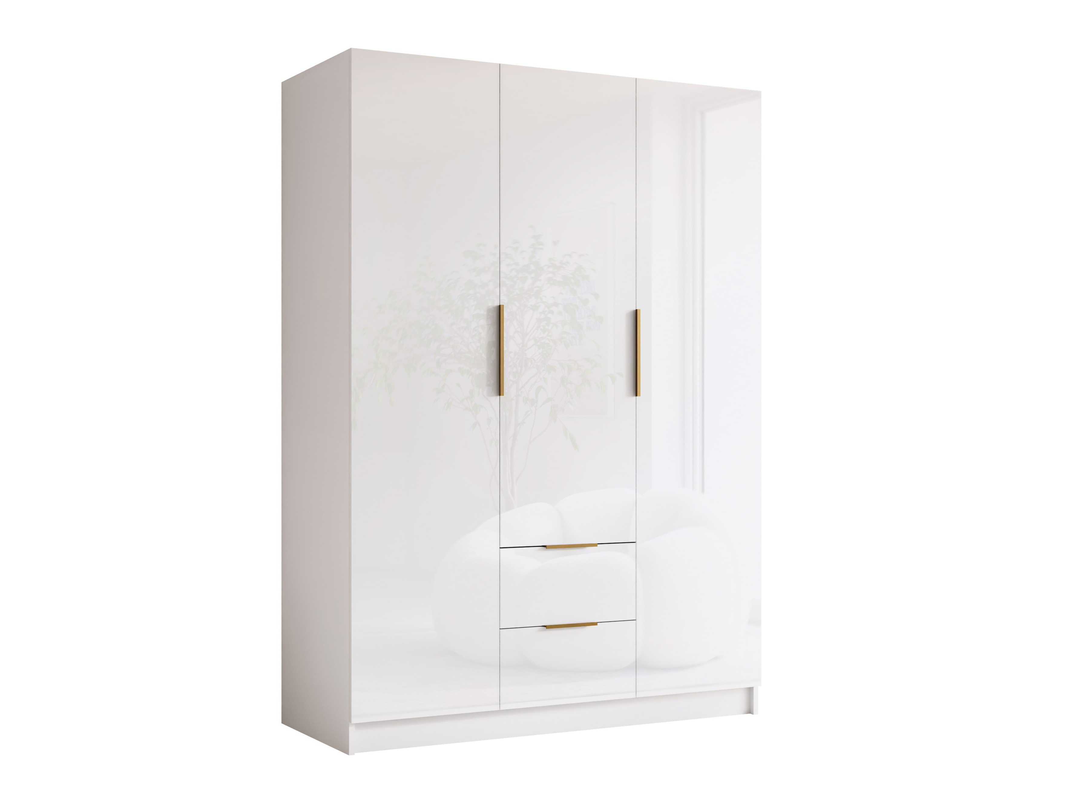 Armoire Closico Calvron I (Blanc + Blanc brillant)