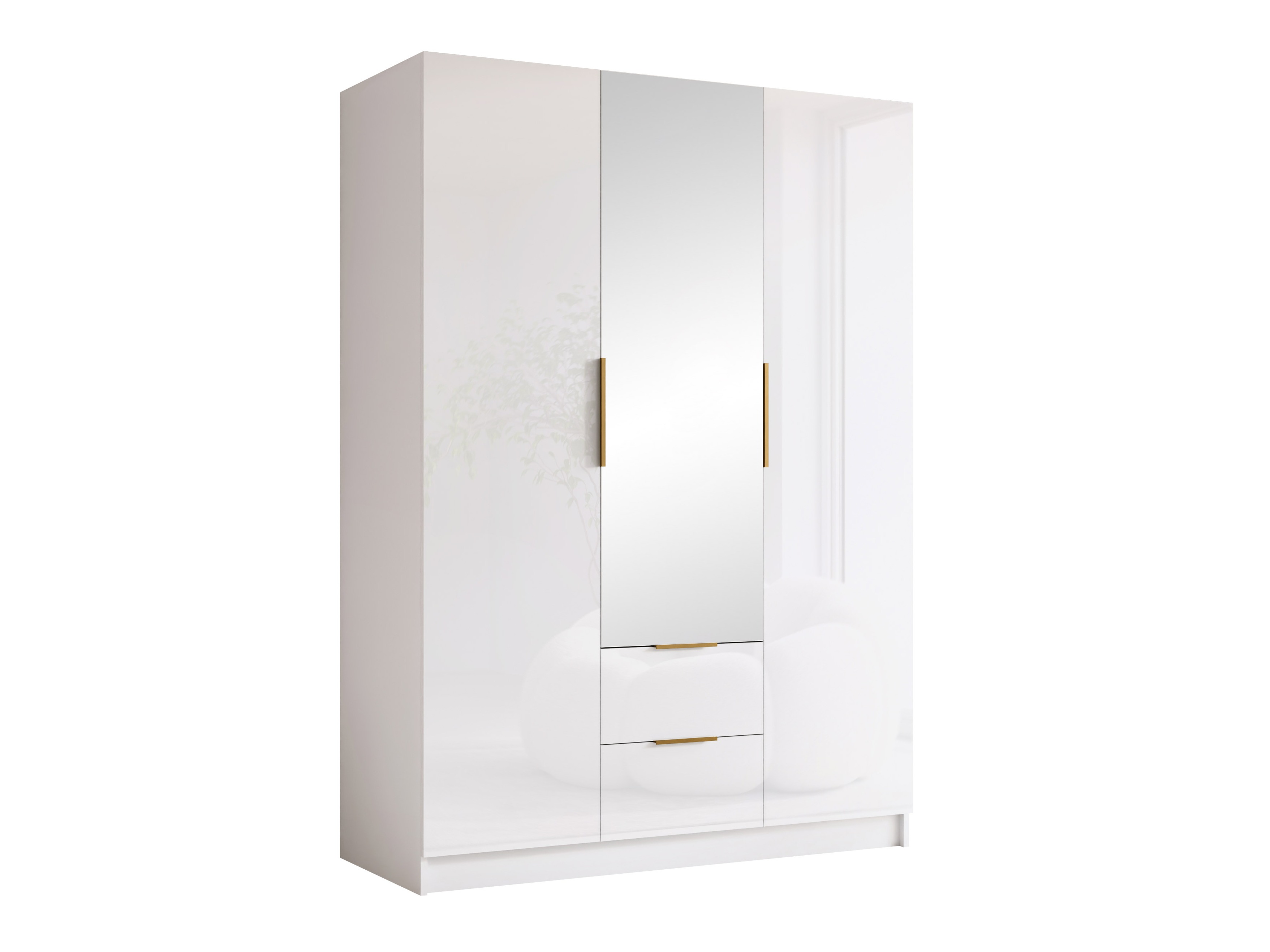 Armoire Closico Calvron II (Blanc + Blanc brillant)