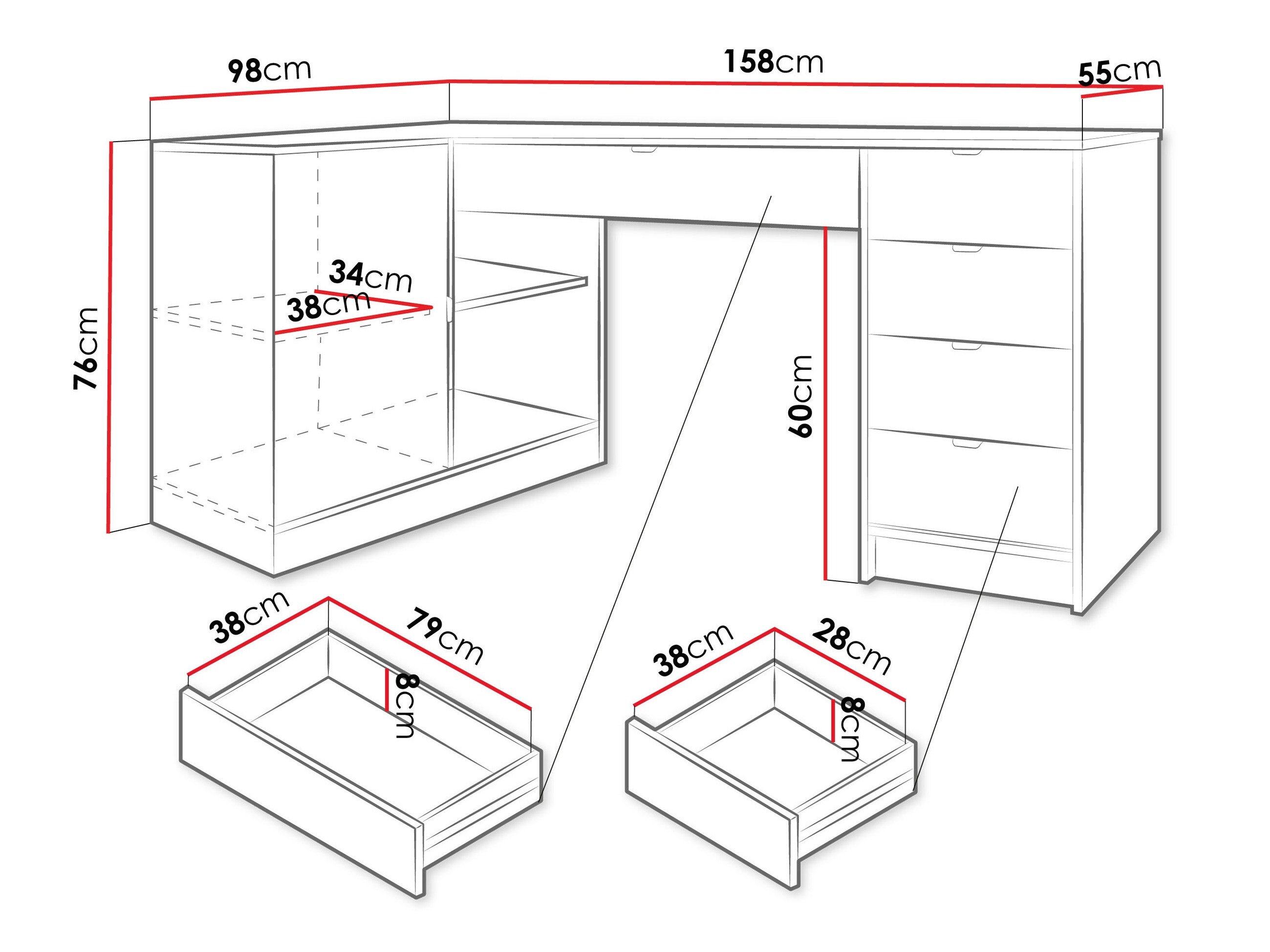 Bureau d'angle Comfivo Papilio II (Blanc)