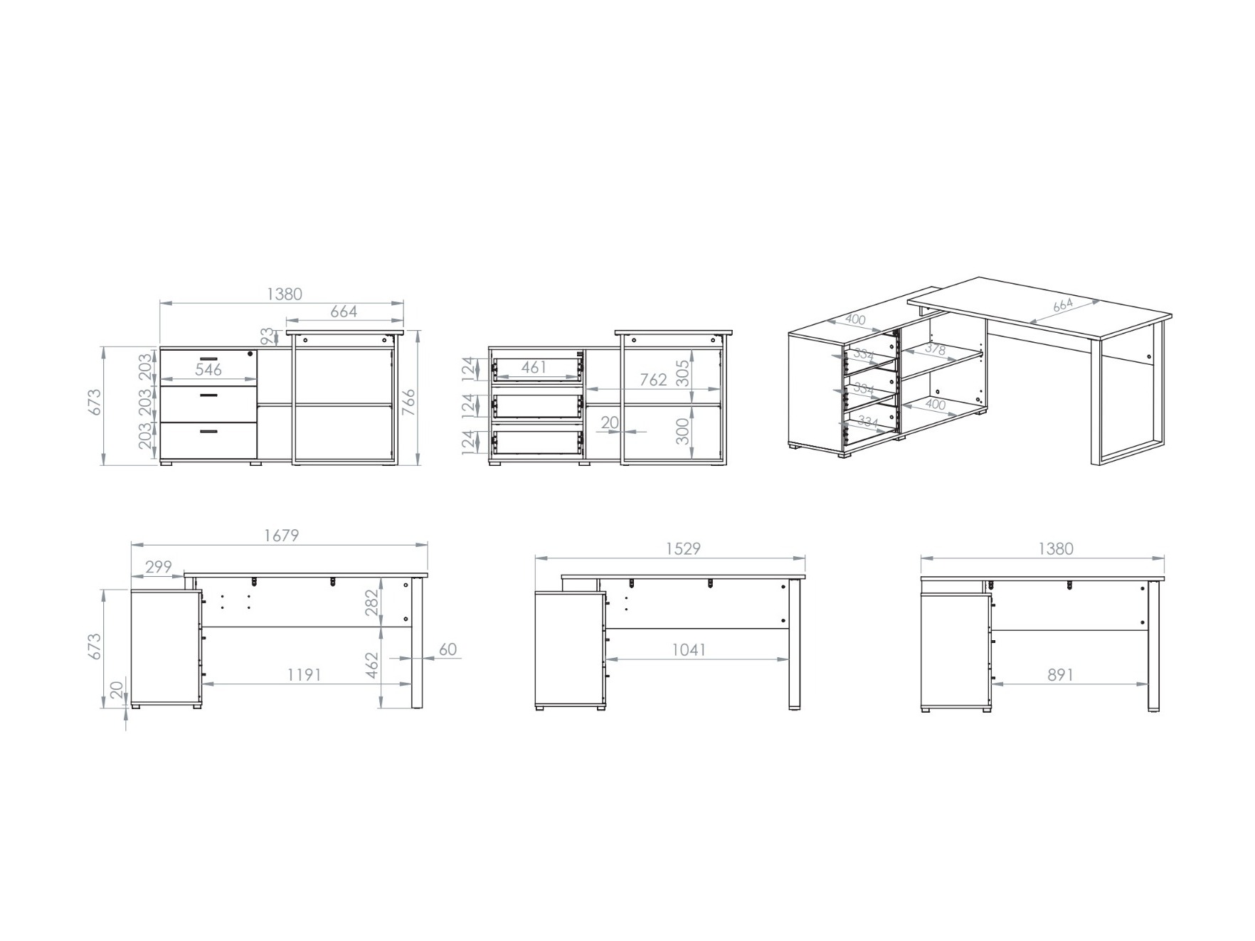 Bureau d'angle Domseve 105