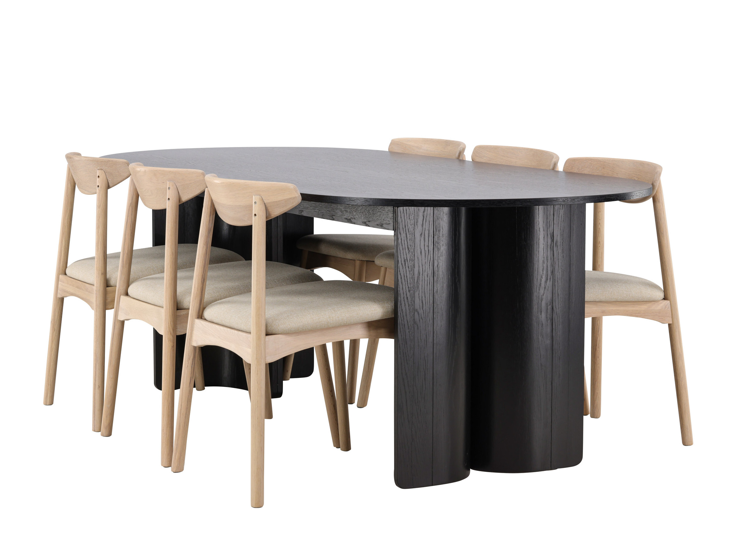 Salle à manger complète Dallas 5280 (Clair bois + Beige)