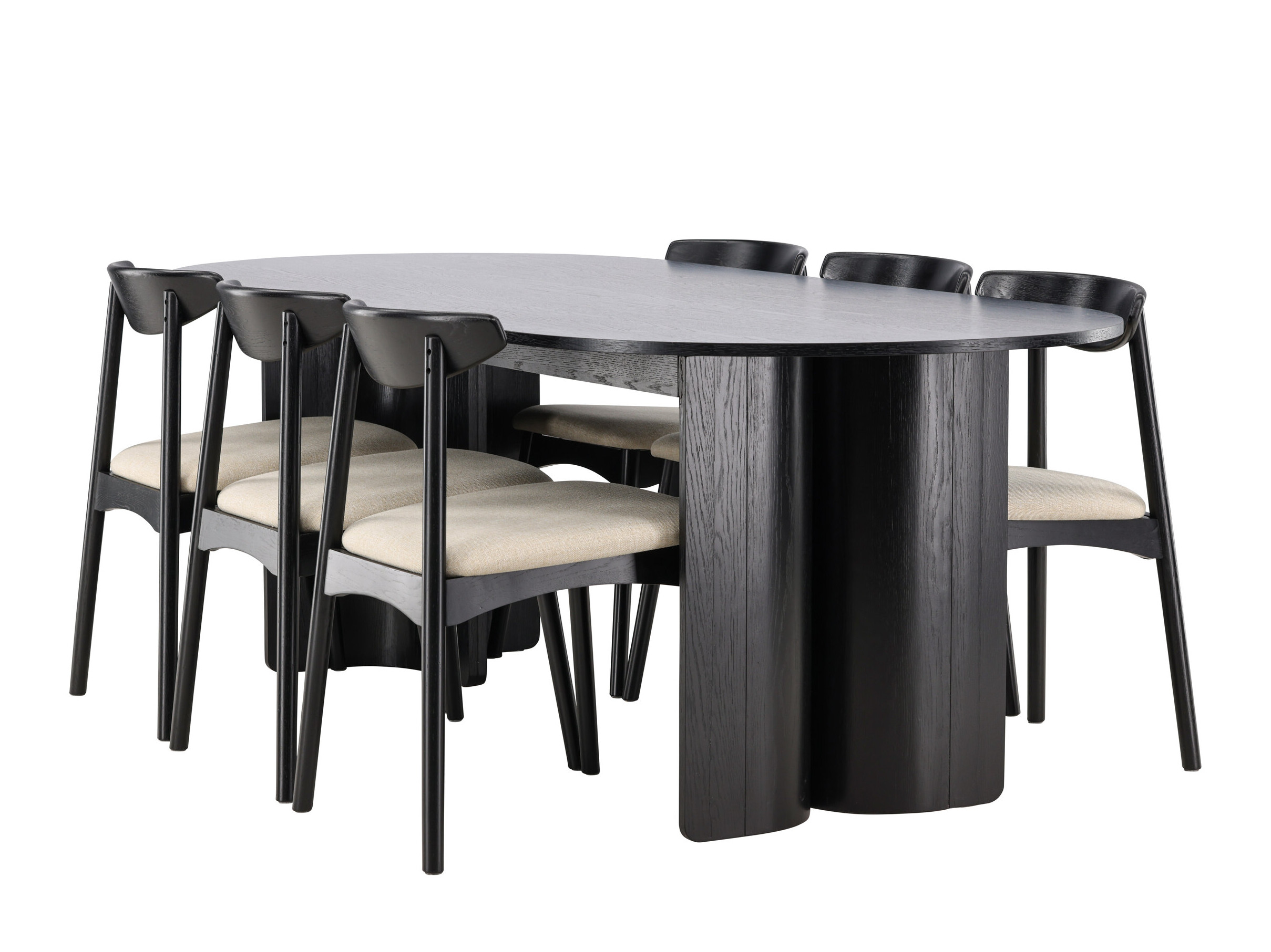 Salle à manger complète Dallas 5280 (Noir + Beige)
