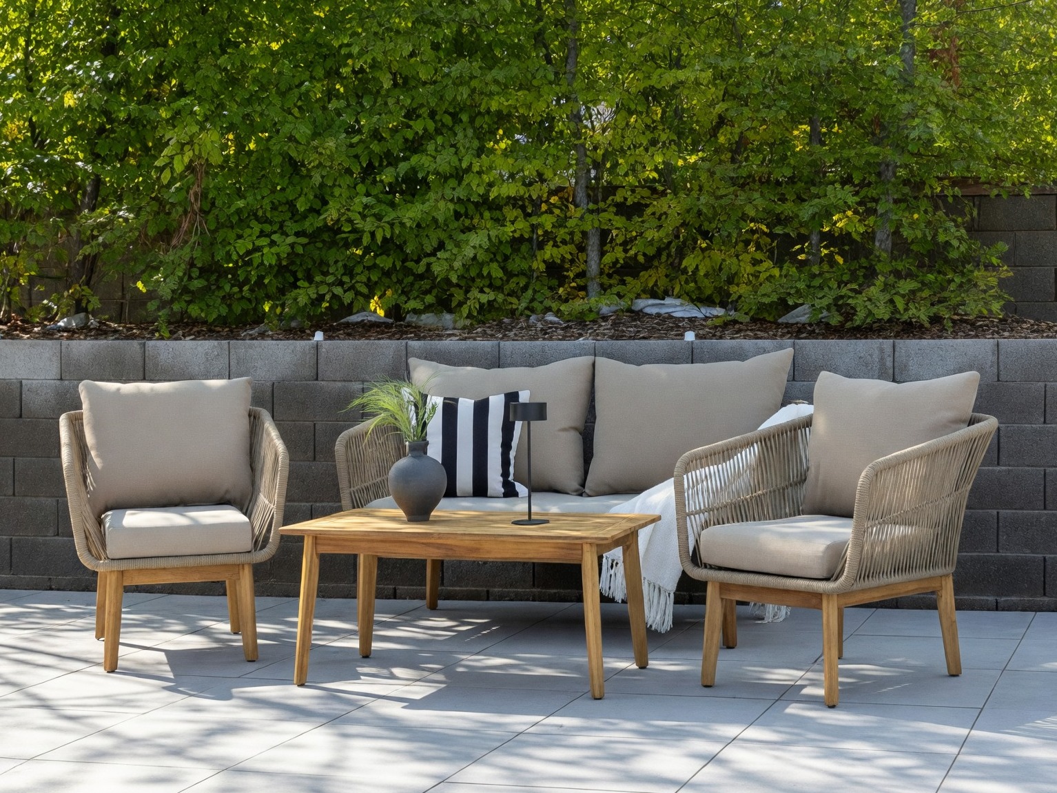 Ensemble de mobilier de jardin Dallas 661 (Beige clair + Acacia)