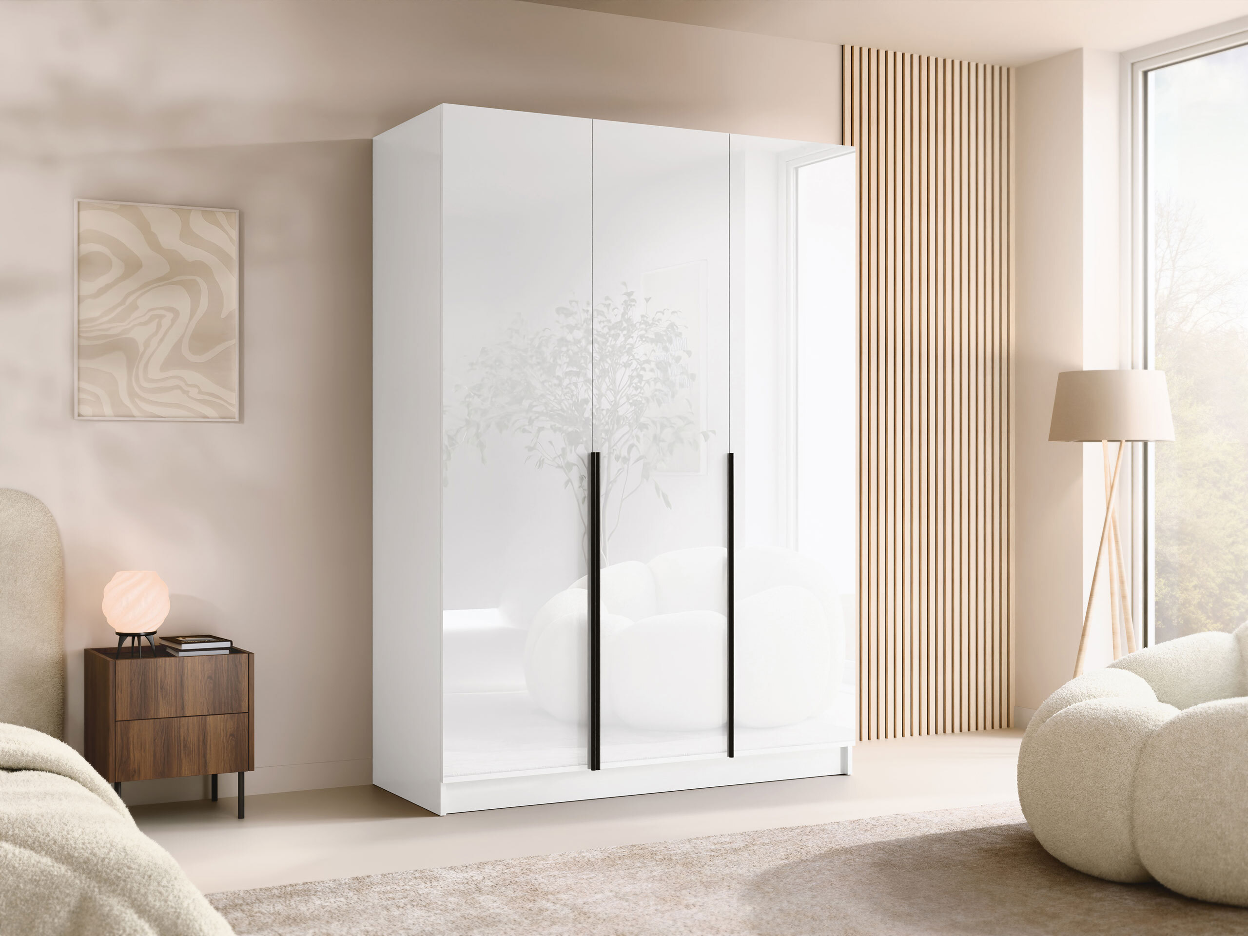Armoire Closico Decoron I (Blanc + Blanc brillant)