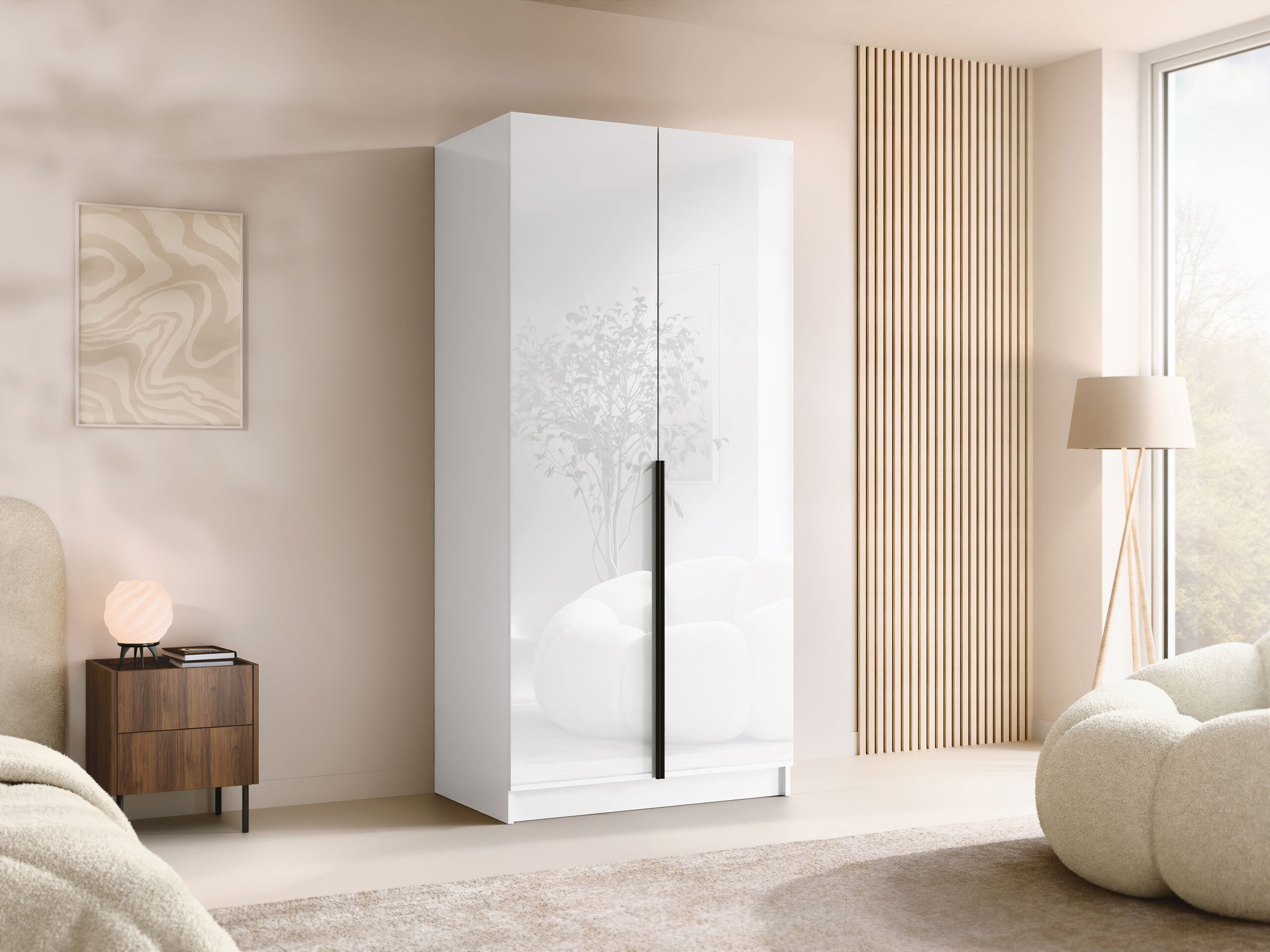 Armoire Closico Staton I (Blanc + Blanc brillant)