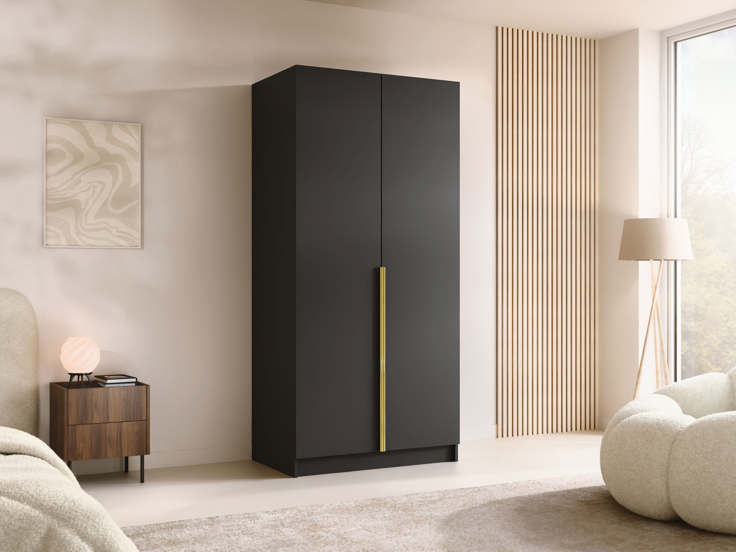 Armoire Closico Staton I (Noir + Doré)