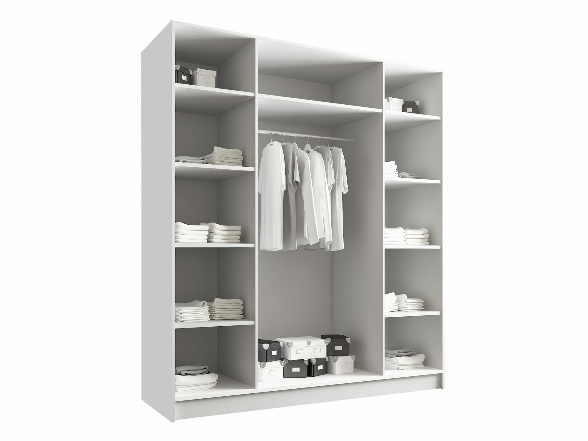 Armoire Closico Navor I (Blanc + Blanc brillant)