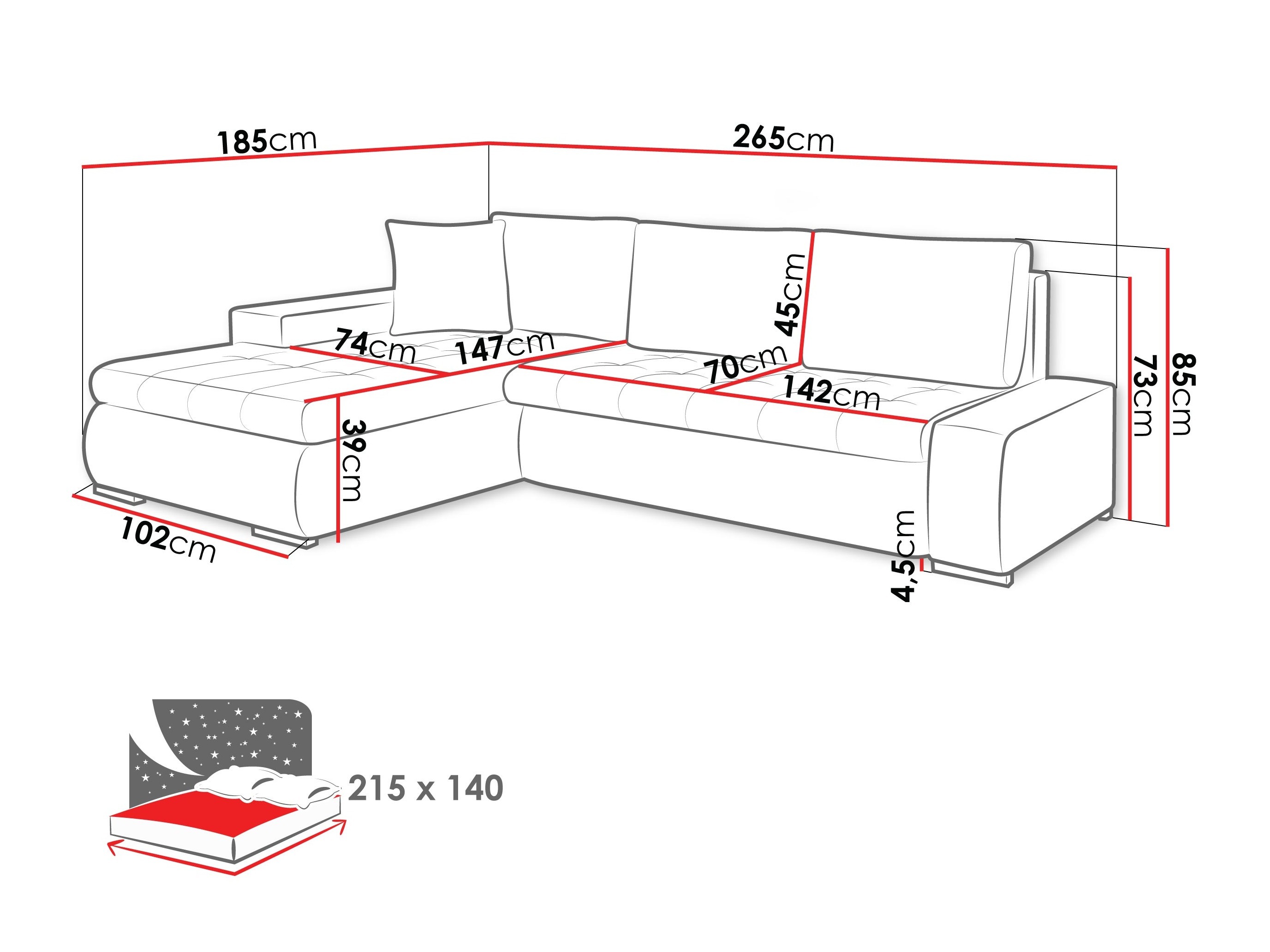 Canapé d'angle Comfivo Nitor (Uttario Velvet 2964 + Uttario Velvel 2980)
