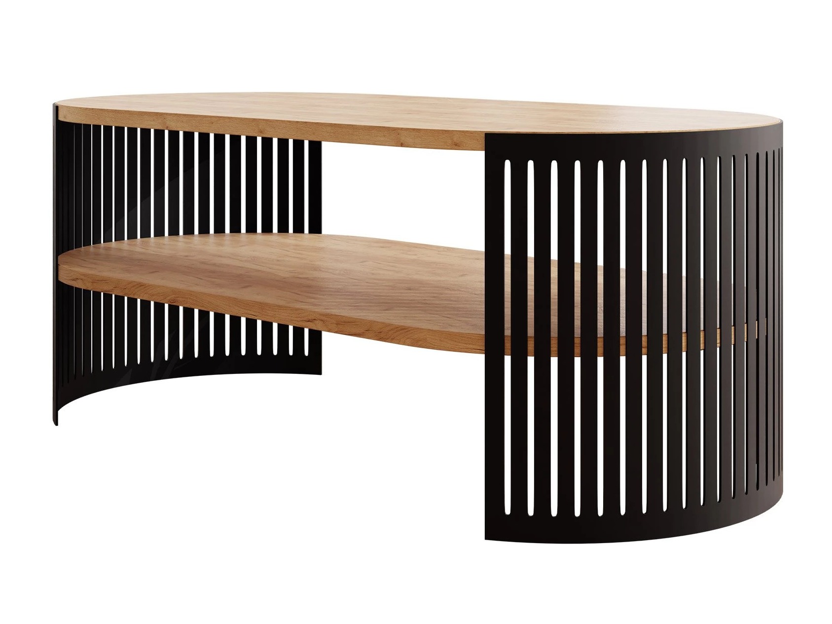 Table basse Civer III (Noir + Chêne doré artisanal)